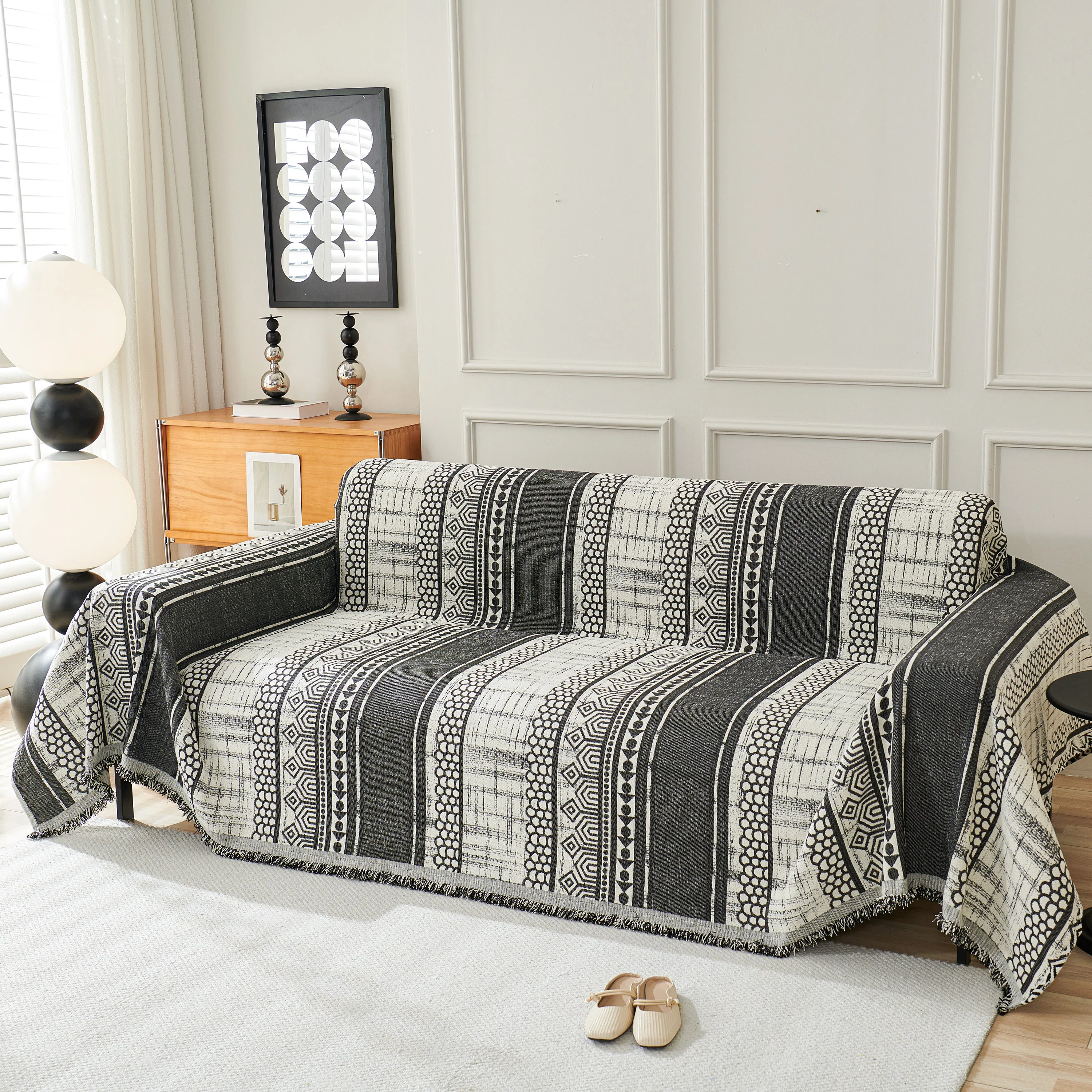 Chenille Sofa Cover Throw Blanket, Boho Geometric Scratch Proof Couch Protector - Image 32
