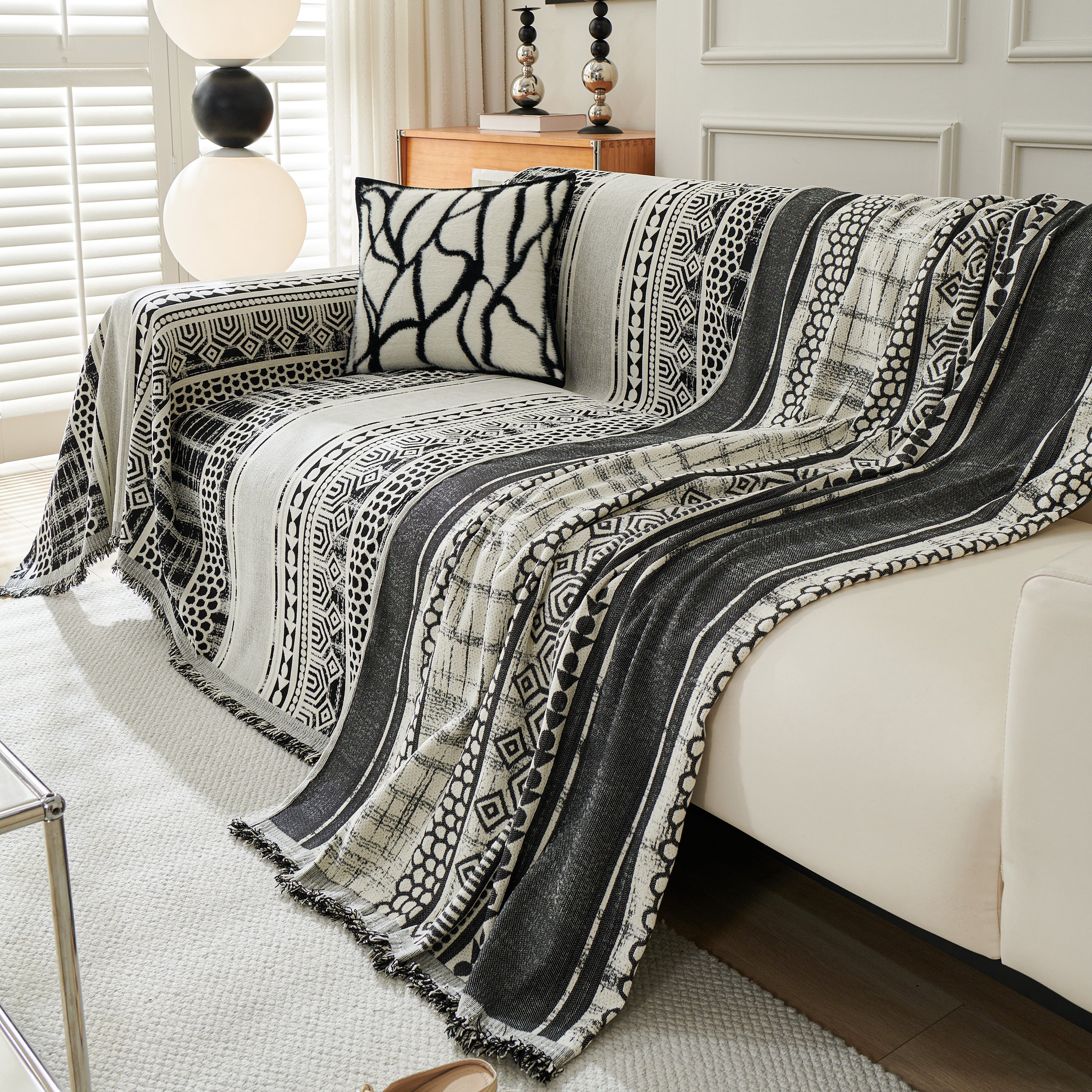 Chenille Sofa Cover Throw Blanket, Boho Geometric Scratch Proof Couch Protector - Image 33