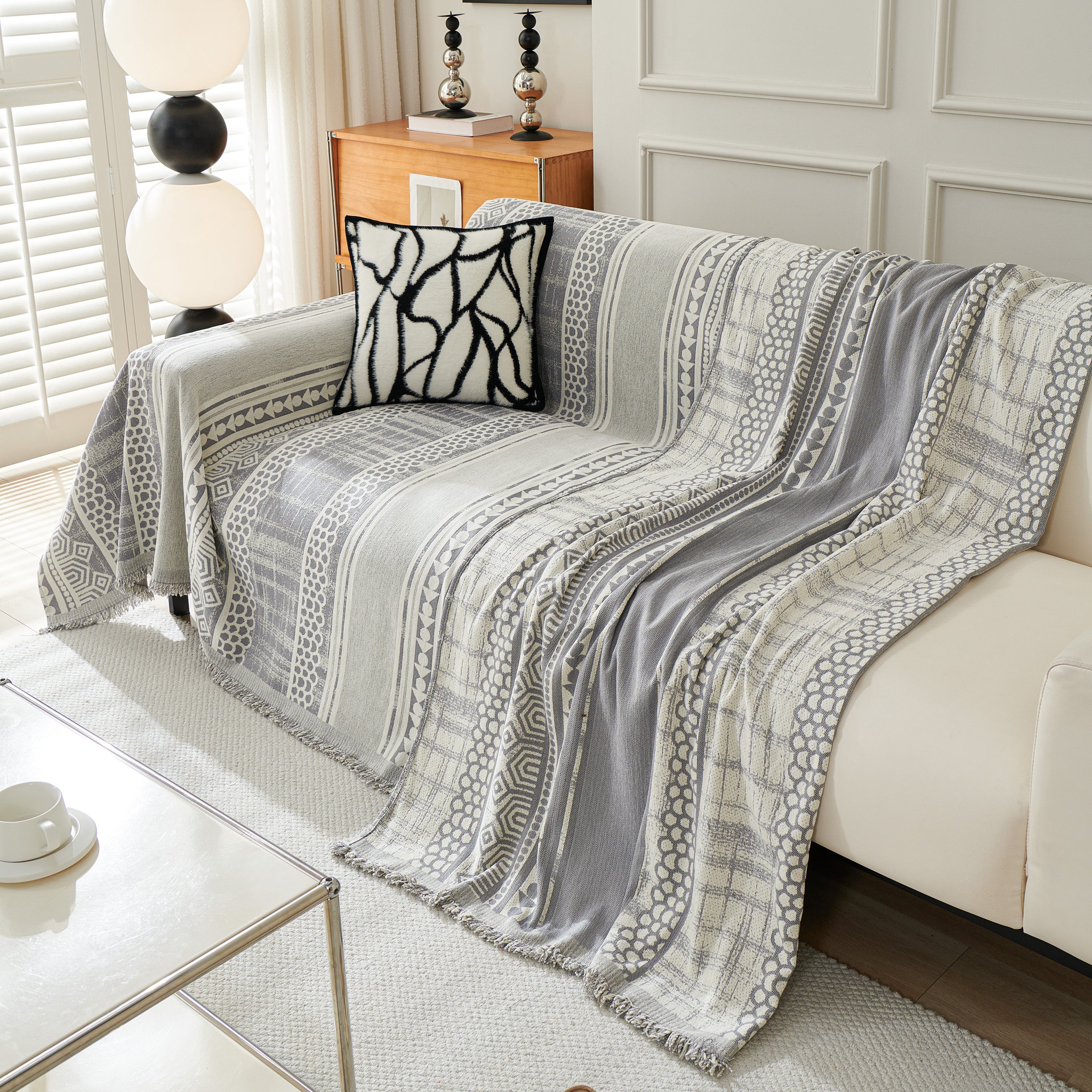 Chenille Sofa Cover Throw Blanket, Boho Geometric Scratch Proof Couch Protector - Image 34