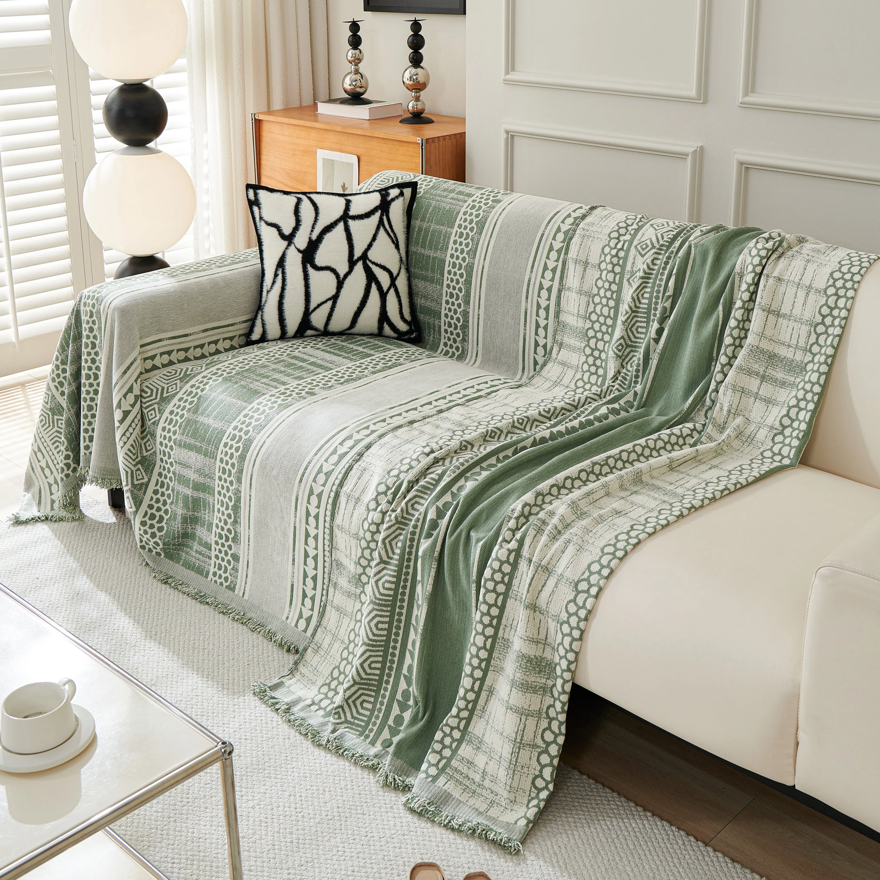Chenille Sofa Cover Throw Blanket, Boho Geometric Scratch Proof Couch Protector - Image 35