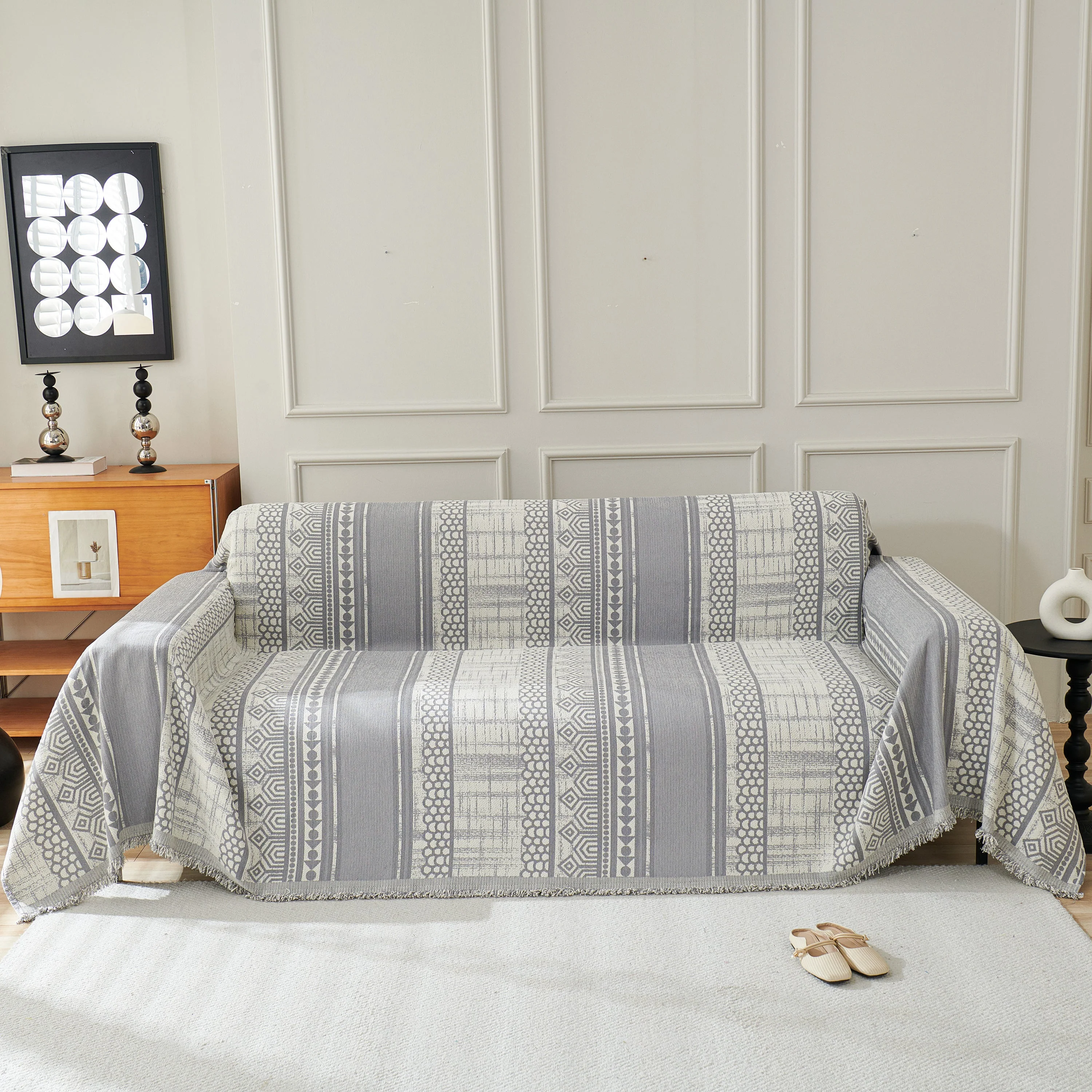 Chenille Sofa Cover Throw Blanket, Boho Geometric Scratch Proof Couch Protector - Image 38