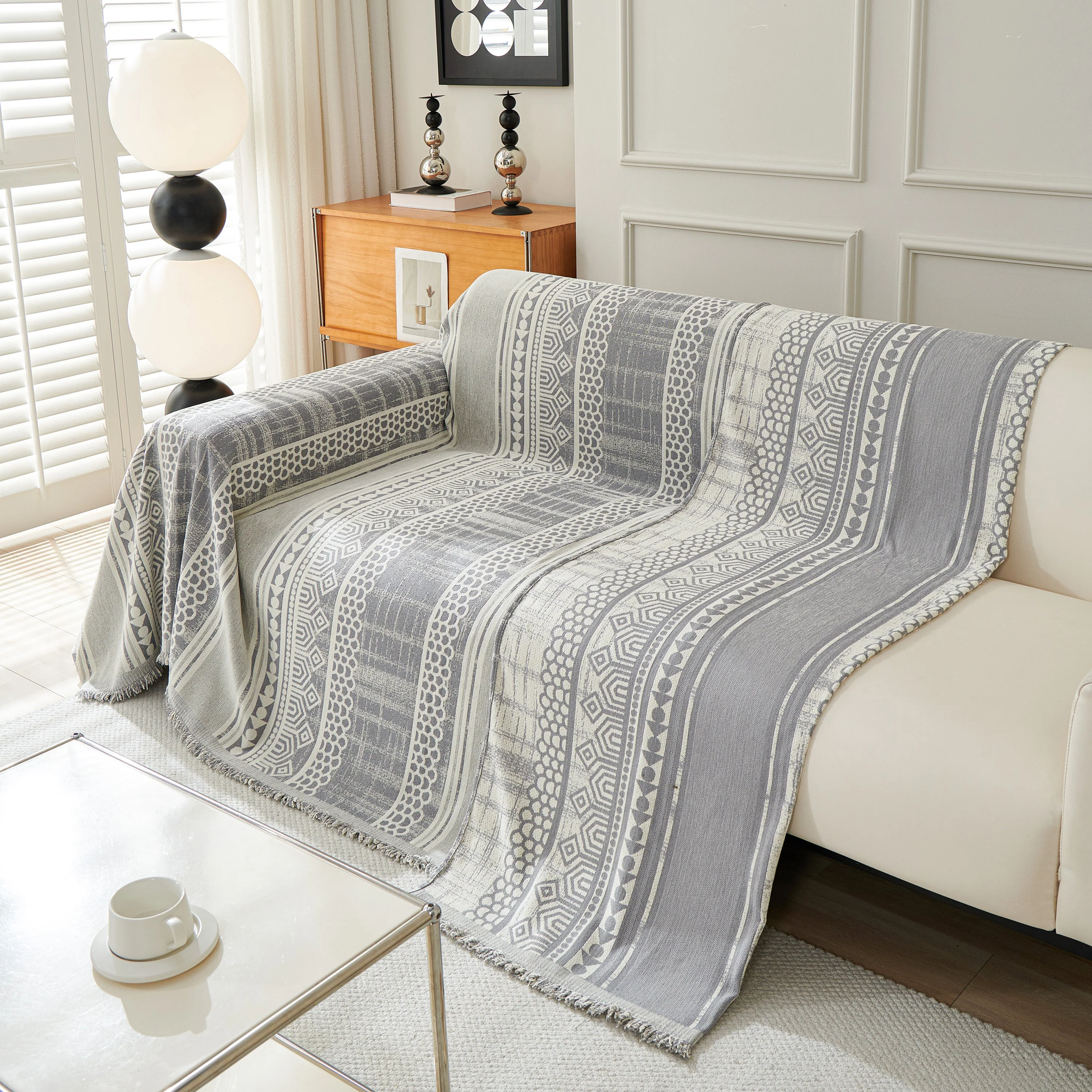 Chenille Sofa Cover Throw Blanket, Boho Geometric Scratch Proof Couch Protector - Image 39