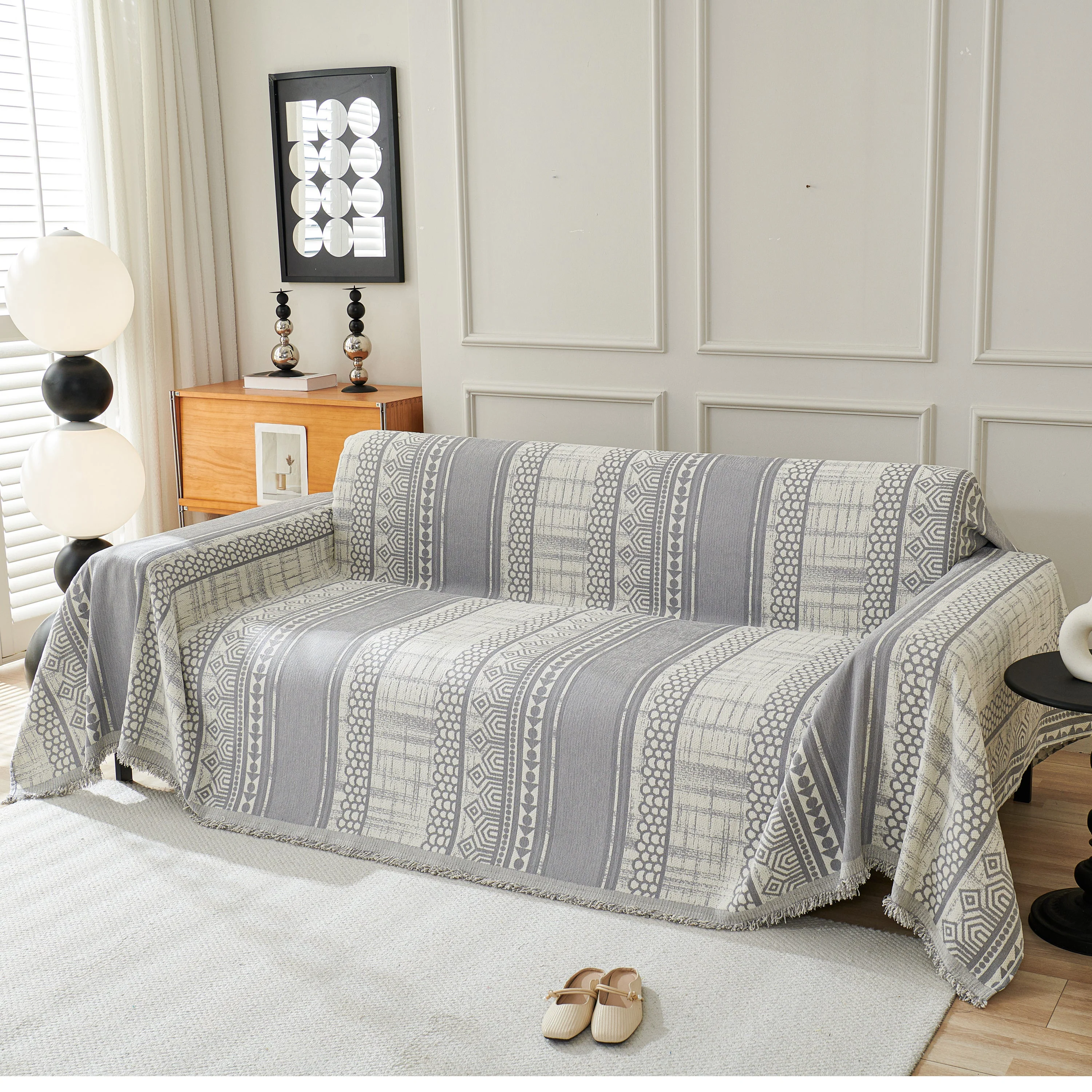 Chenille Sofa Cover Throw Blanket, Boho Geometric Scratch Proof Couch Protector - Image 40