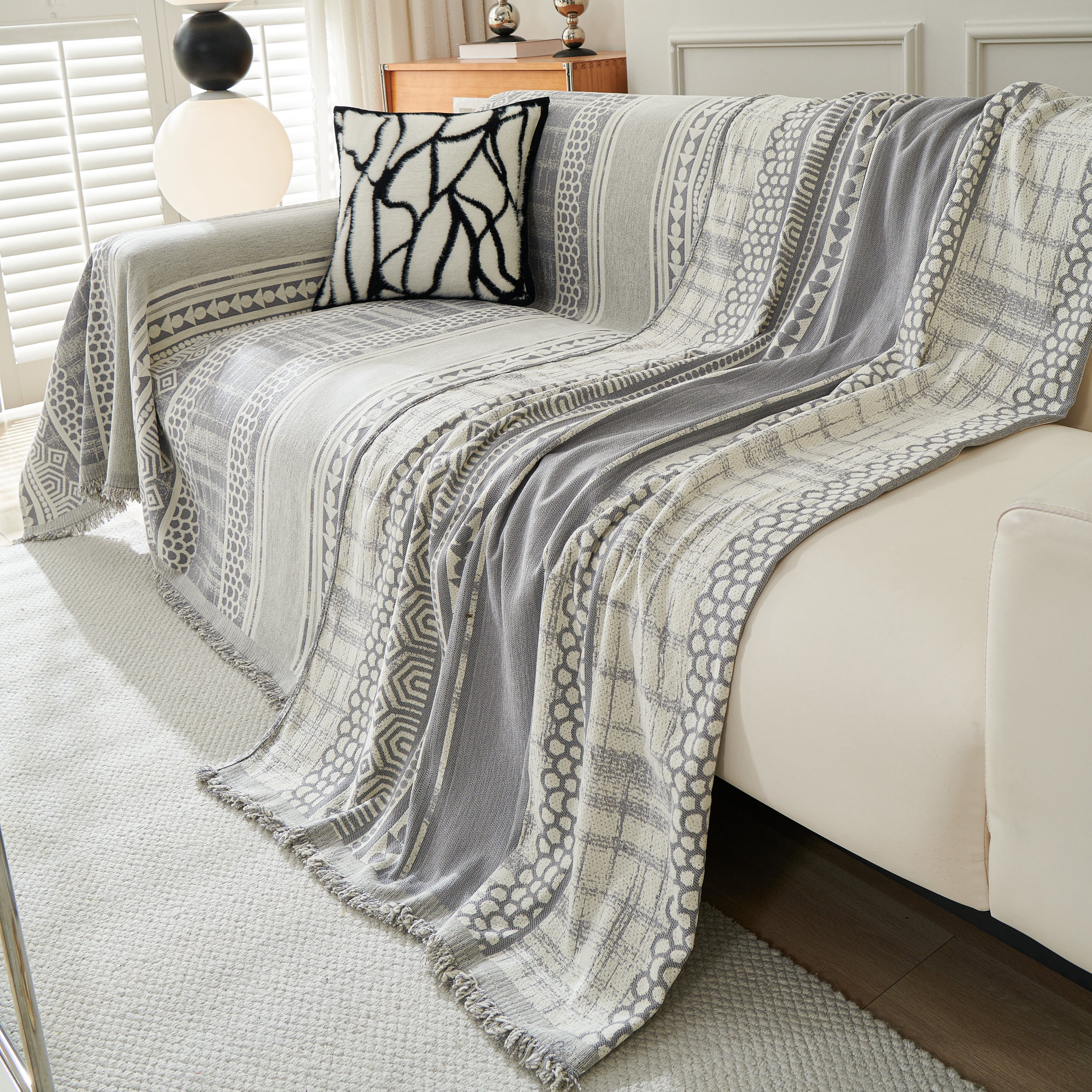 Chenille Sofa Cover Throw Blanket, Boho Geometric Scratch Proof Couch Protector - Image 41