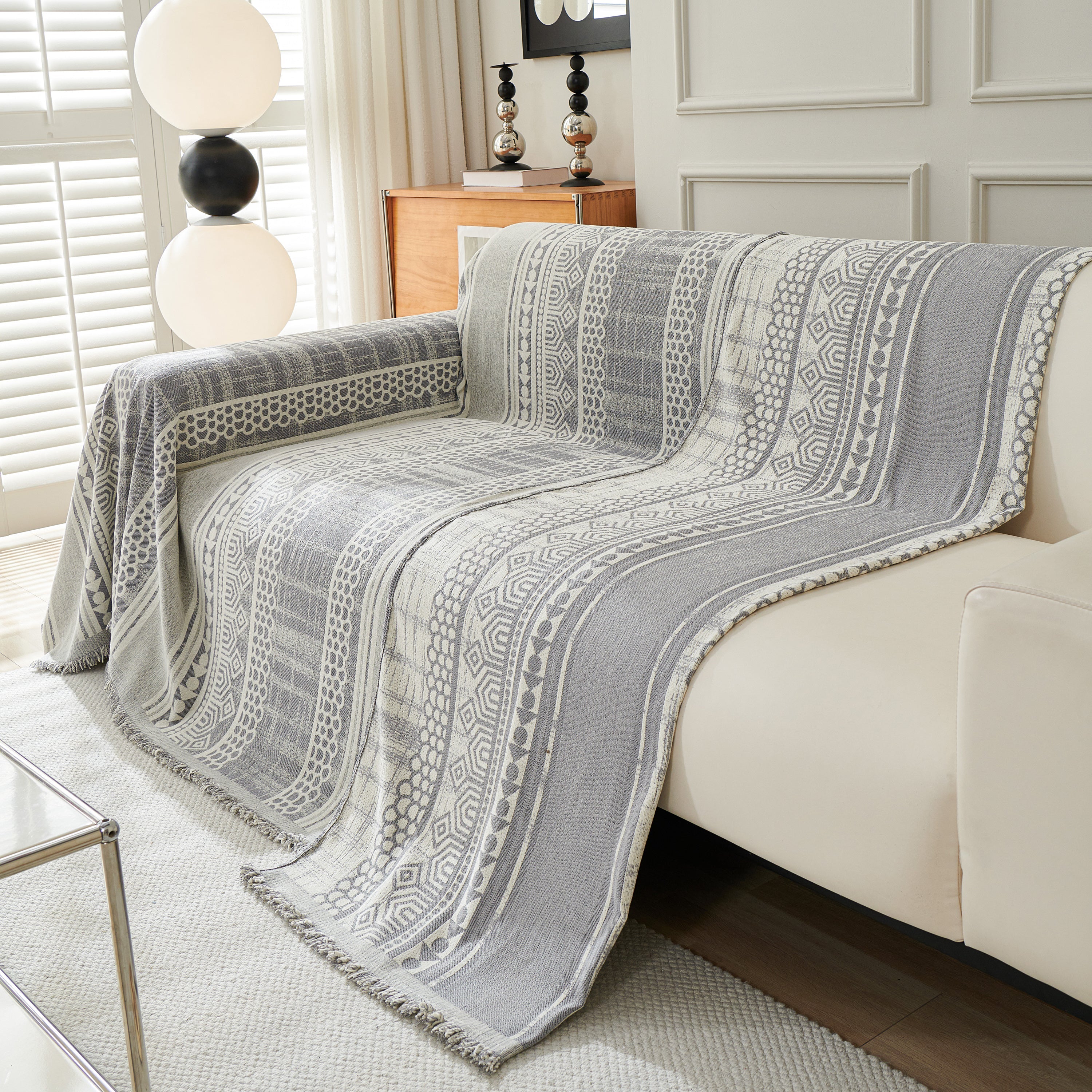 Chenille Sofa Cover Throw Blanket, Boho Geometric Scratch Proof Couch Protector - Image 42