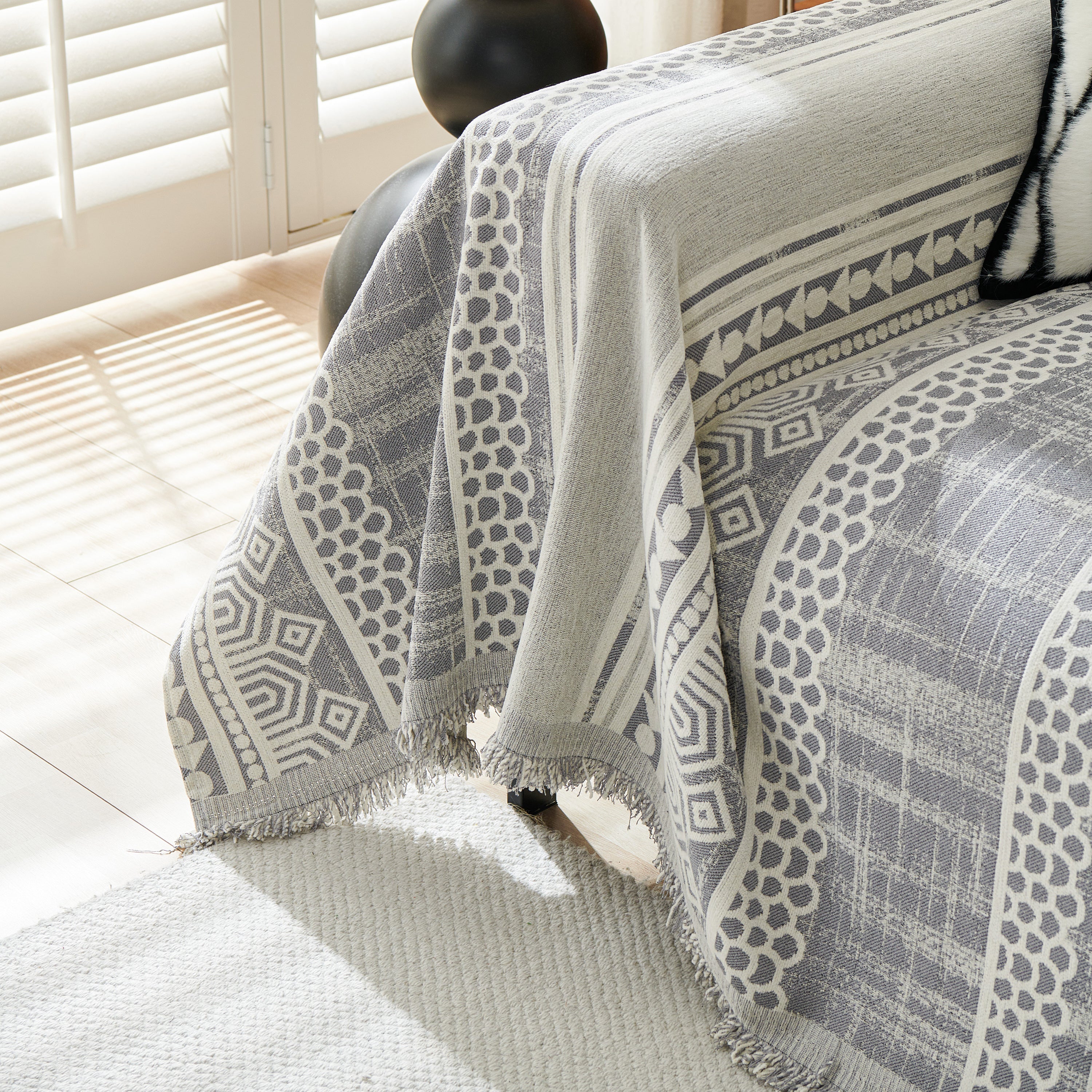 Chenille Sofa Cover Throw Blanket, Boho Geometric Scratch Proof Couch Protector - Image 48