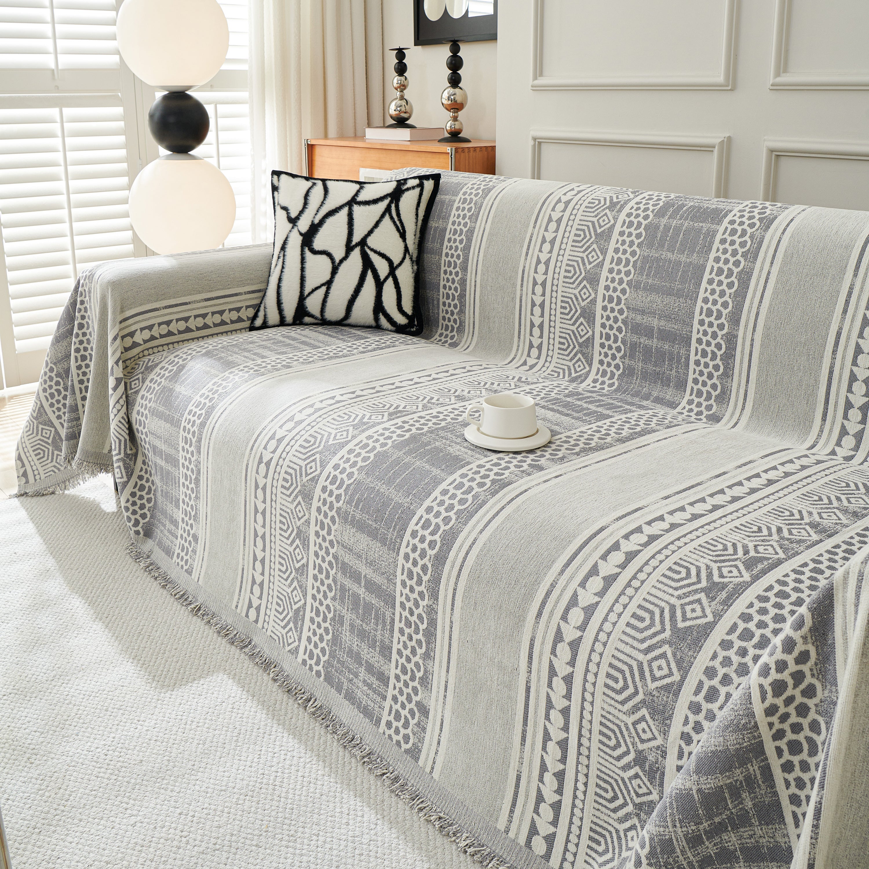 Chenille Sofa Cover Throw Blanket, Boho Geometric Scratch Proof Couch Protector - Image 51