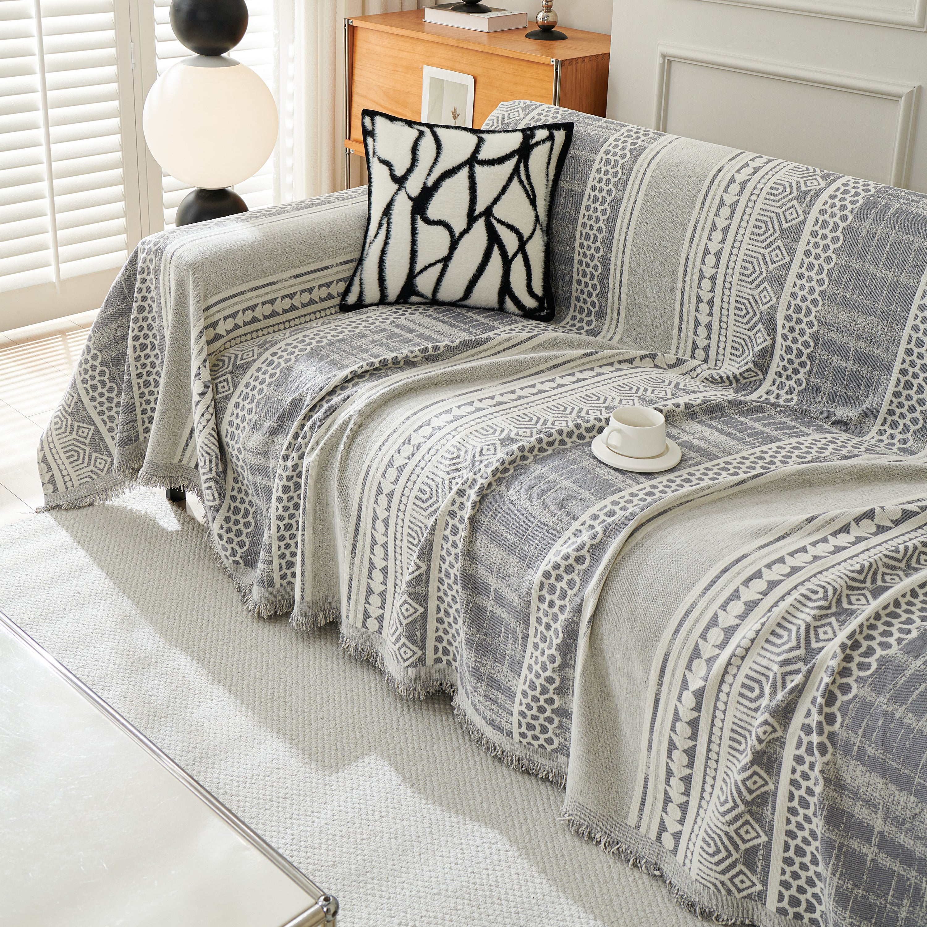 Chenille Sofa Cover Throw Blanket, Boho Geometric Scratch Proof Couch Protector - Image 52