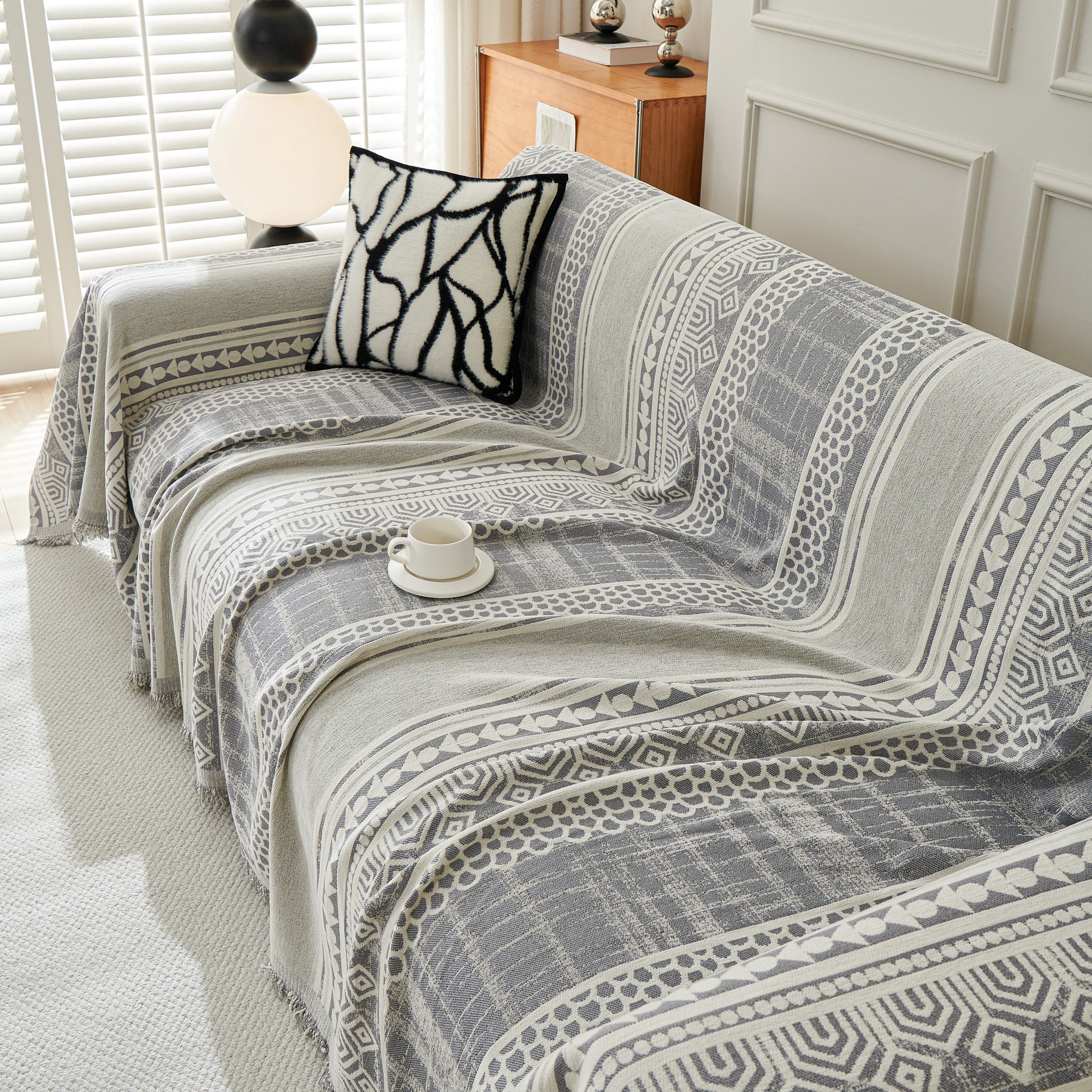 Chenille Sofa Cover Throw Blanket, Boho Geometric Scratch Proof Couch Protector - Image 53