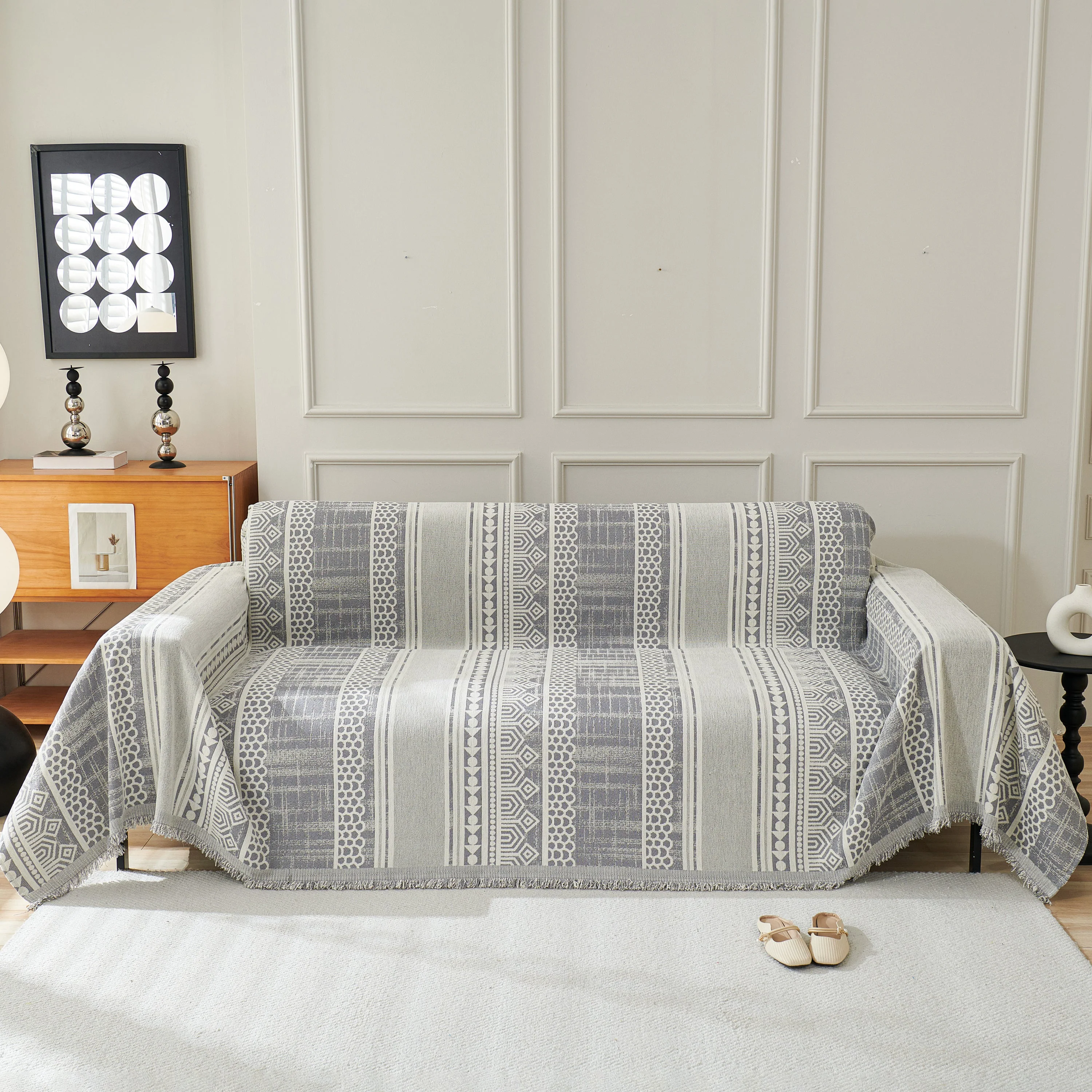 Chenille Sofa Cover Throw Blanket, Boho Geometric Scratch Proof Couch Protector - Image 54