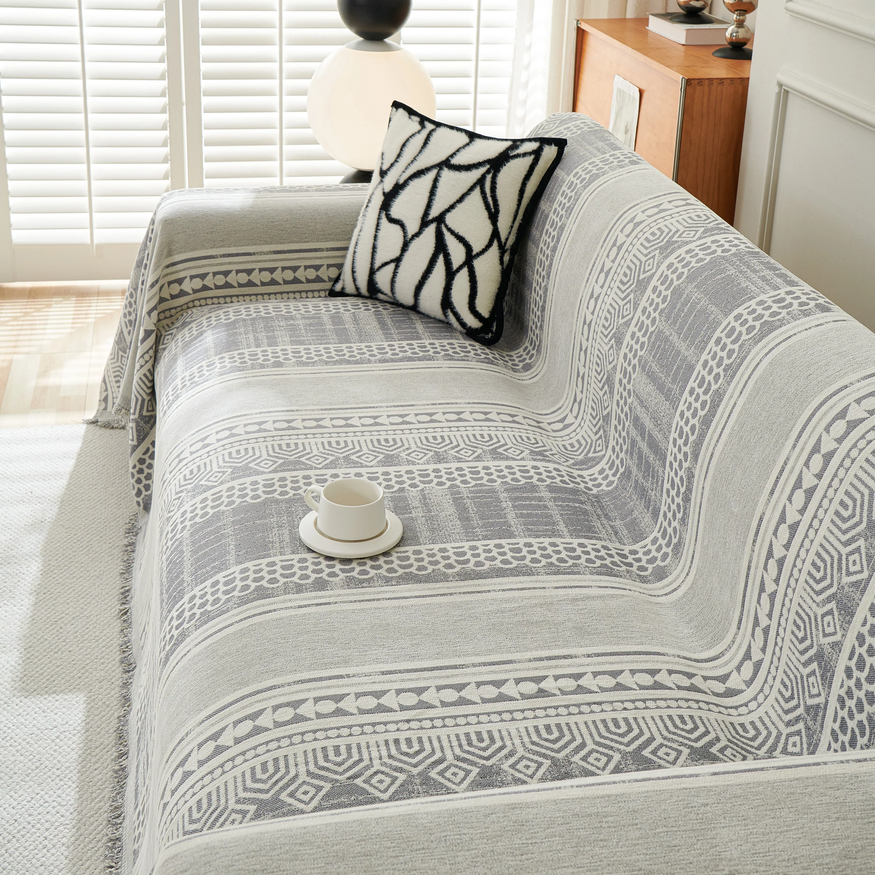 Chenille Sofa Cover Throw Blanket, Boho Geometric Scratch Proof Couch Protector - Image 57