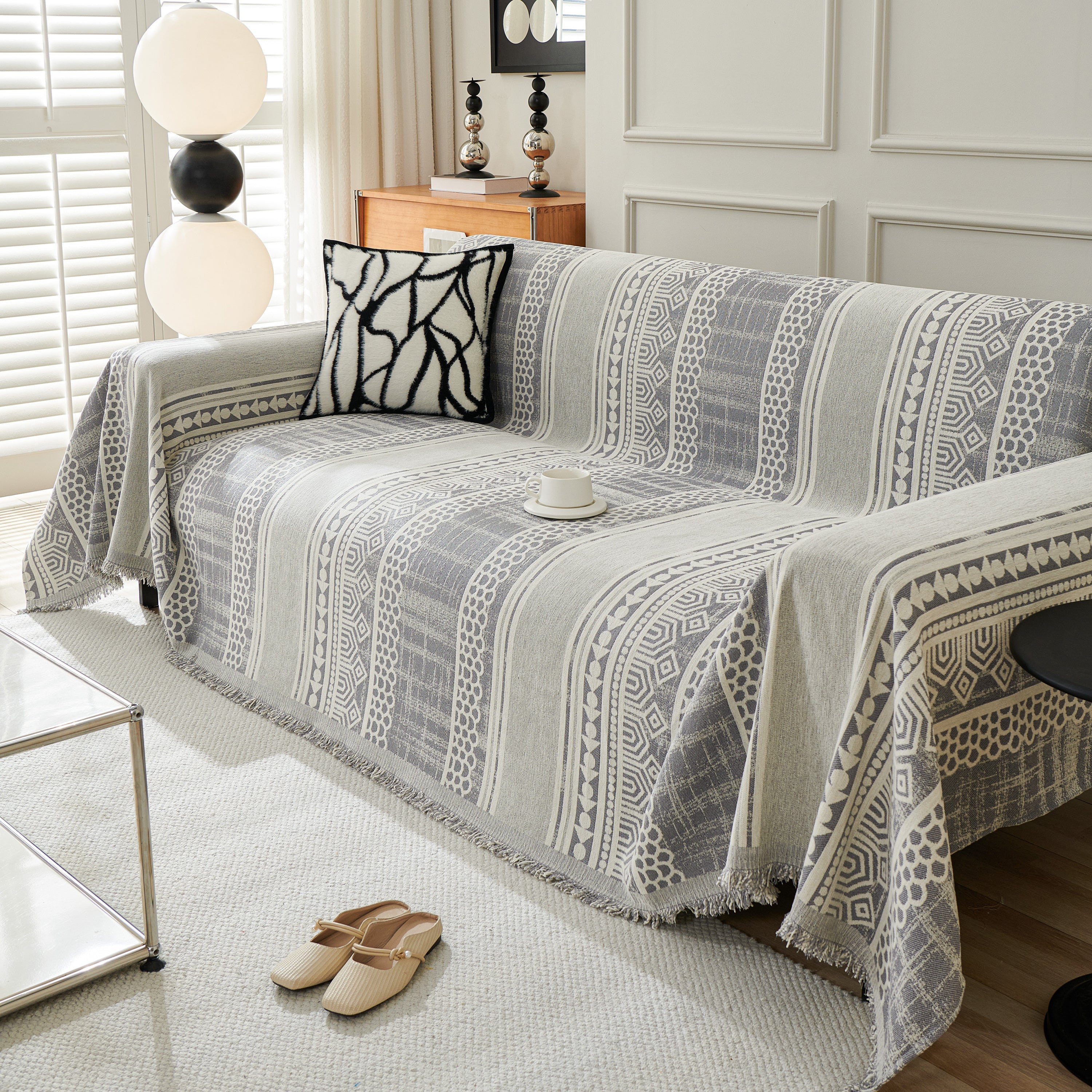 Chenille Sofa Cover Throw Blanket, Boho Geometric Scratch Proof Couch Protector - Image 58