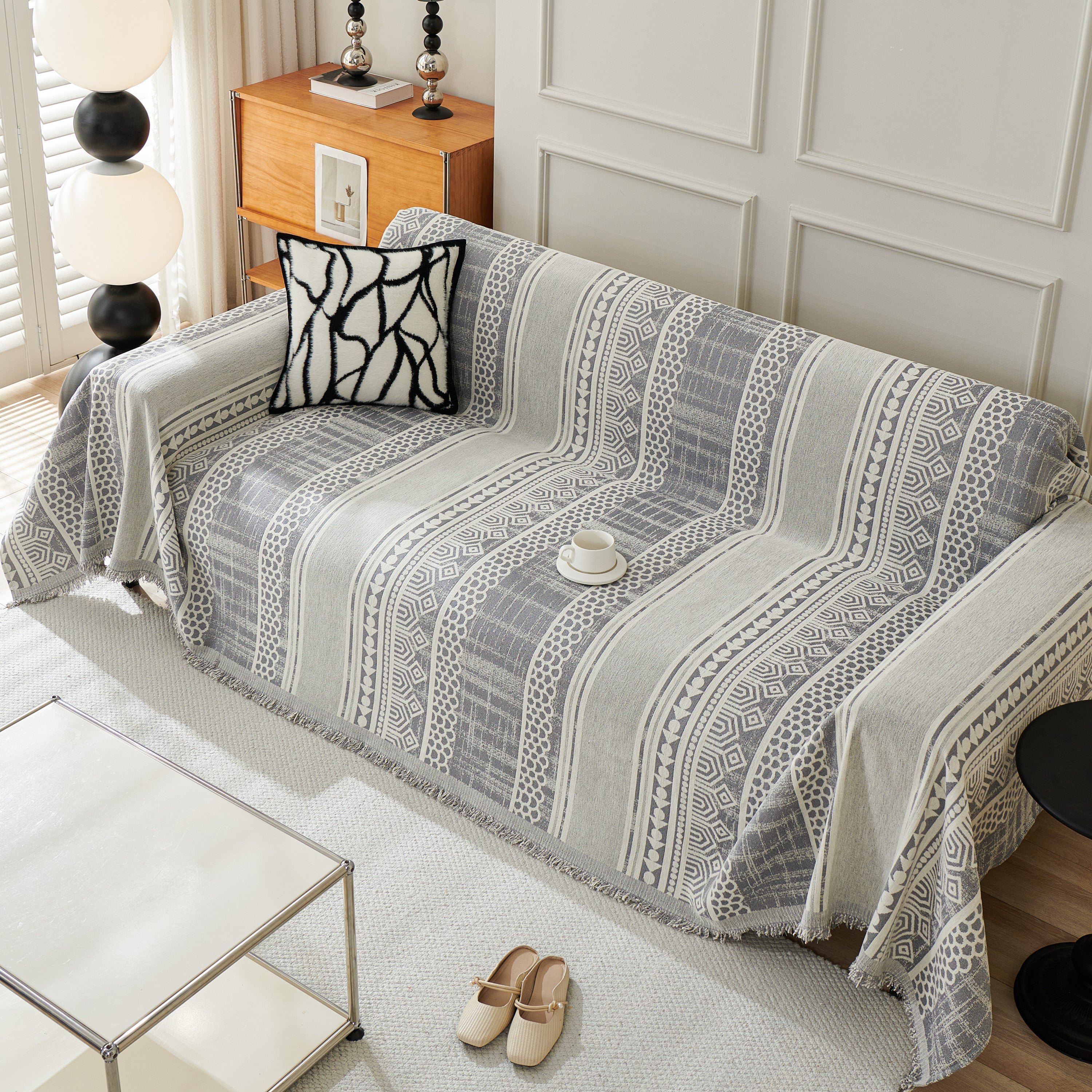 Chenille Sofa Cover Throw Blanket, Boho Geometric Scratch Proof Couch Protector - Image 59