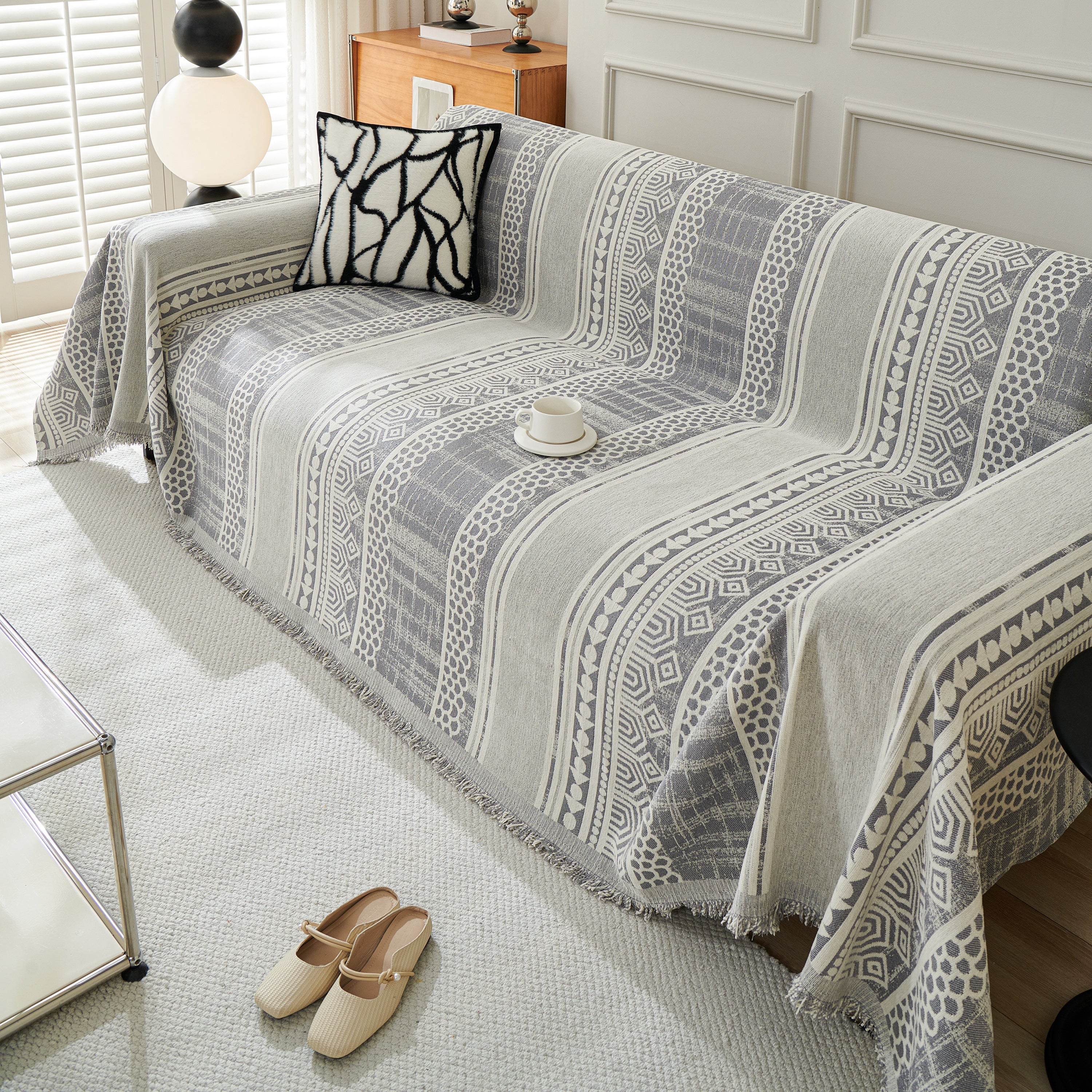 Chenille Sofa Cover Throw Blanket, Boho Geometric Scratch Proof Couch Protector - Image 60