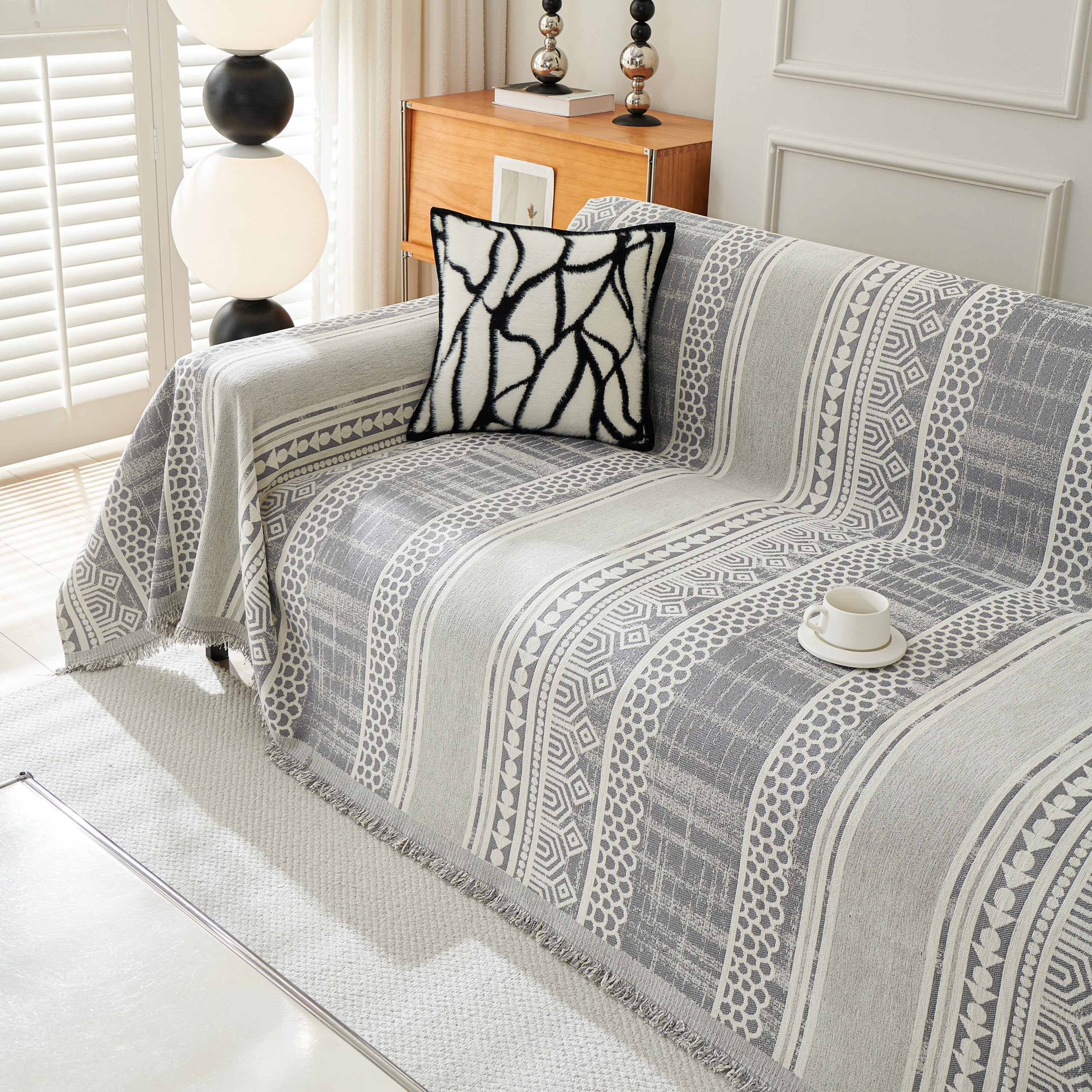 Chenille Sofa Cover Throw Blanket, Boho Geometric Scratch Proof Couch Protector - Image 61