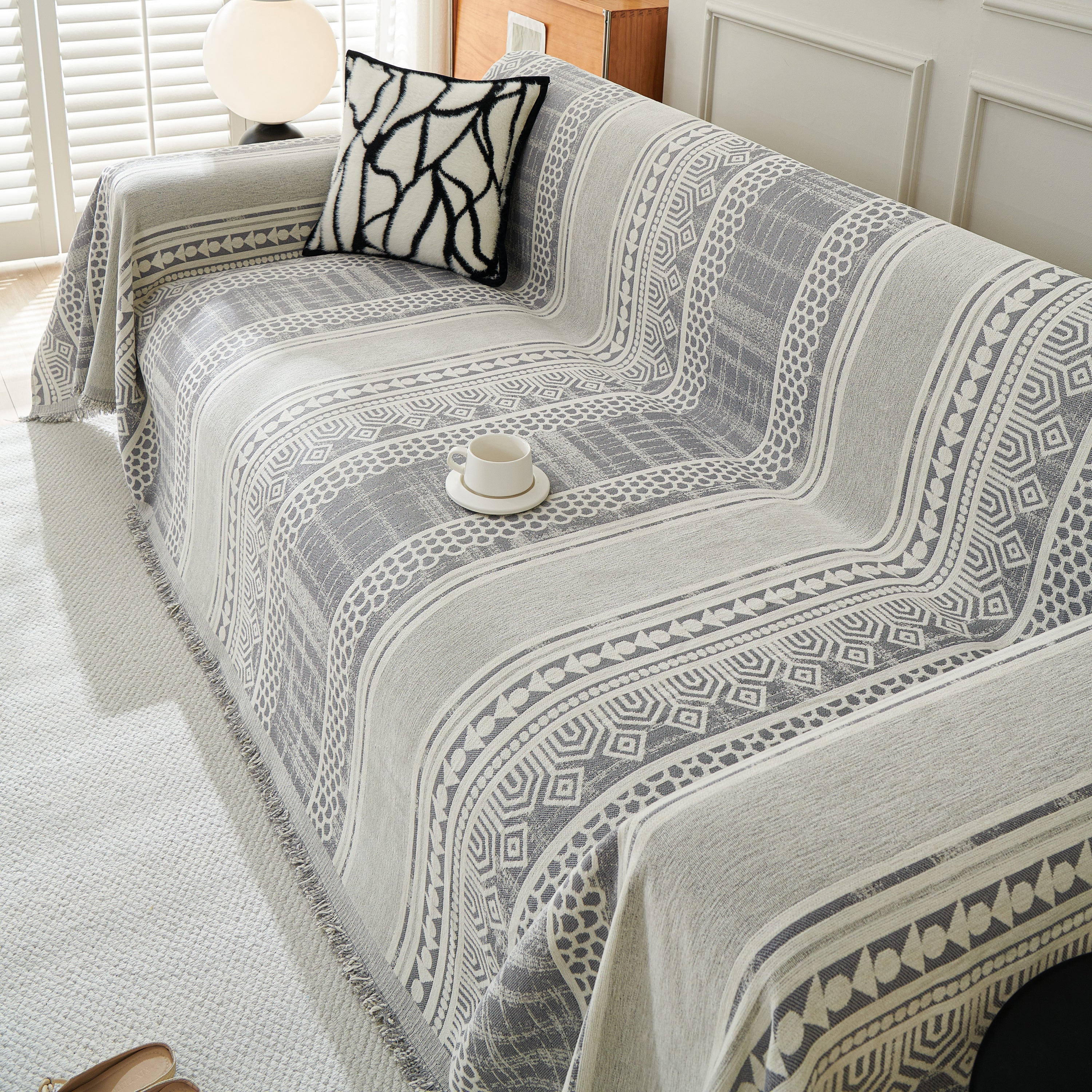 Chenille Sofa Cover Throw Blanket, Boho Geometric Scratch Proof Couch Protector - Image 62