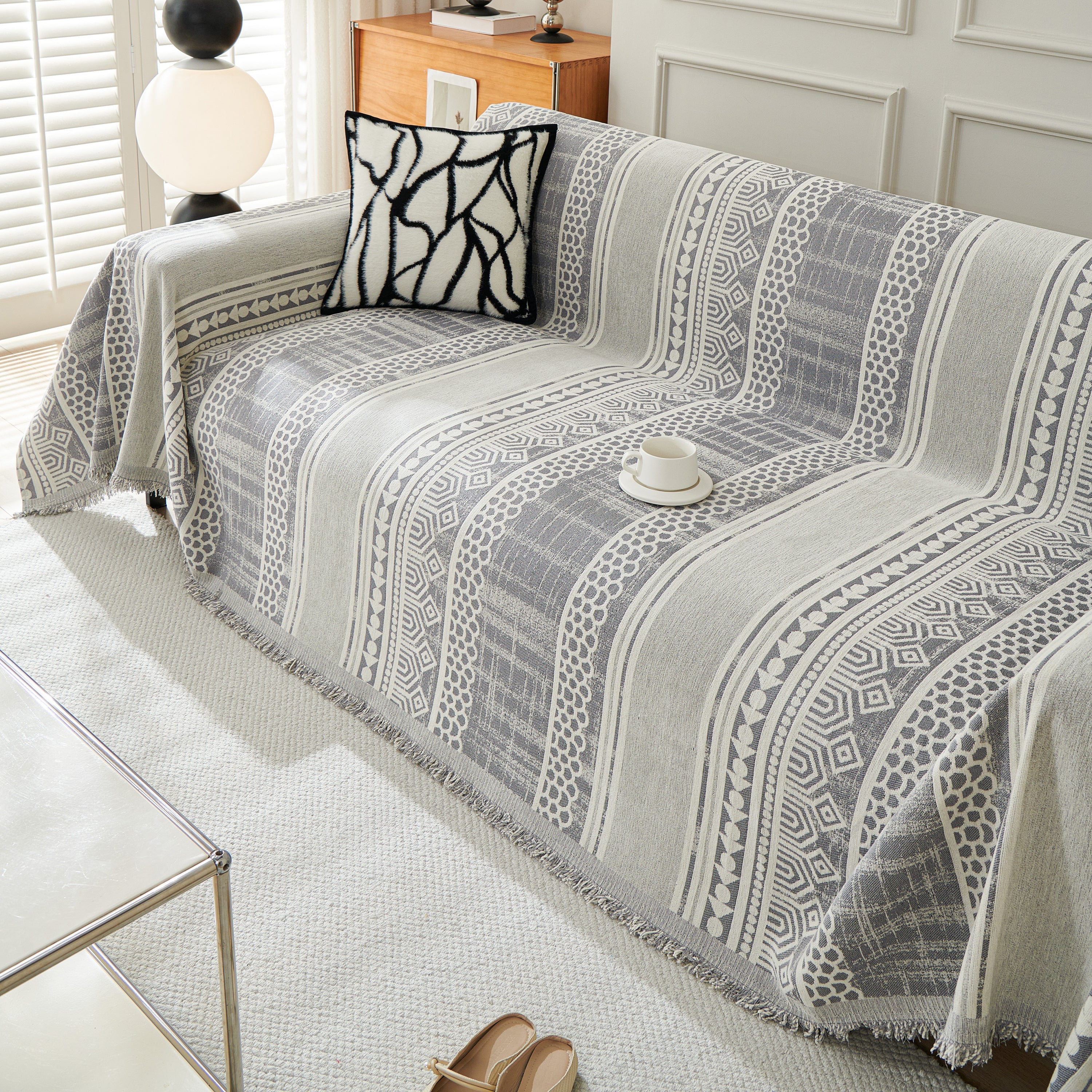 Chenille Sofa Cover Throw Blanket, Boho Geometric Scratch Proof Couch Protector - Image 63