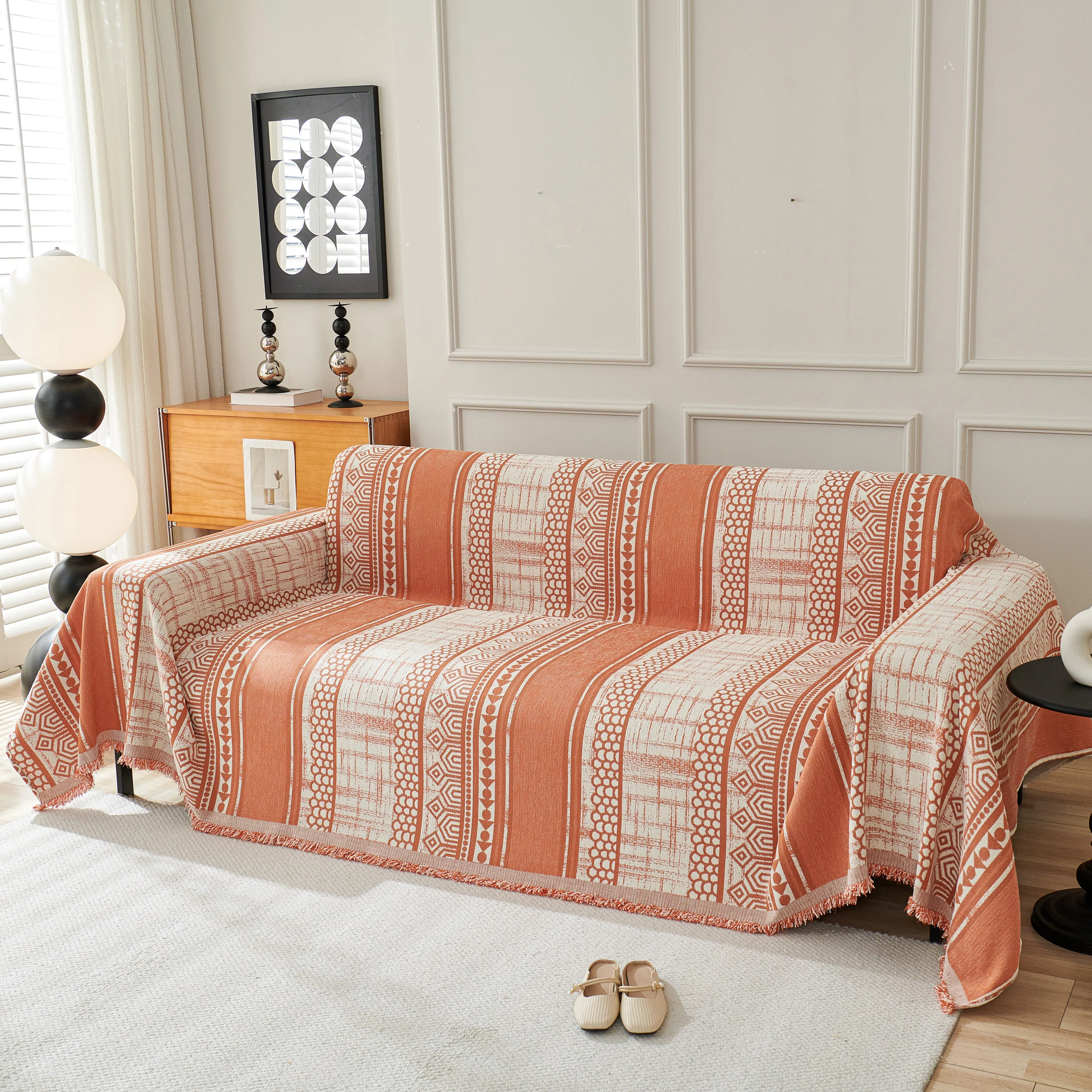 Chenille Sofa Cover Throw Blanket, Boho Geometric Scratch Proof Couch Protector - Image 66