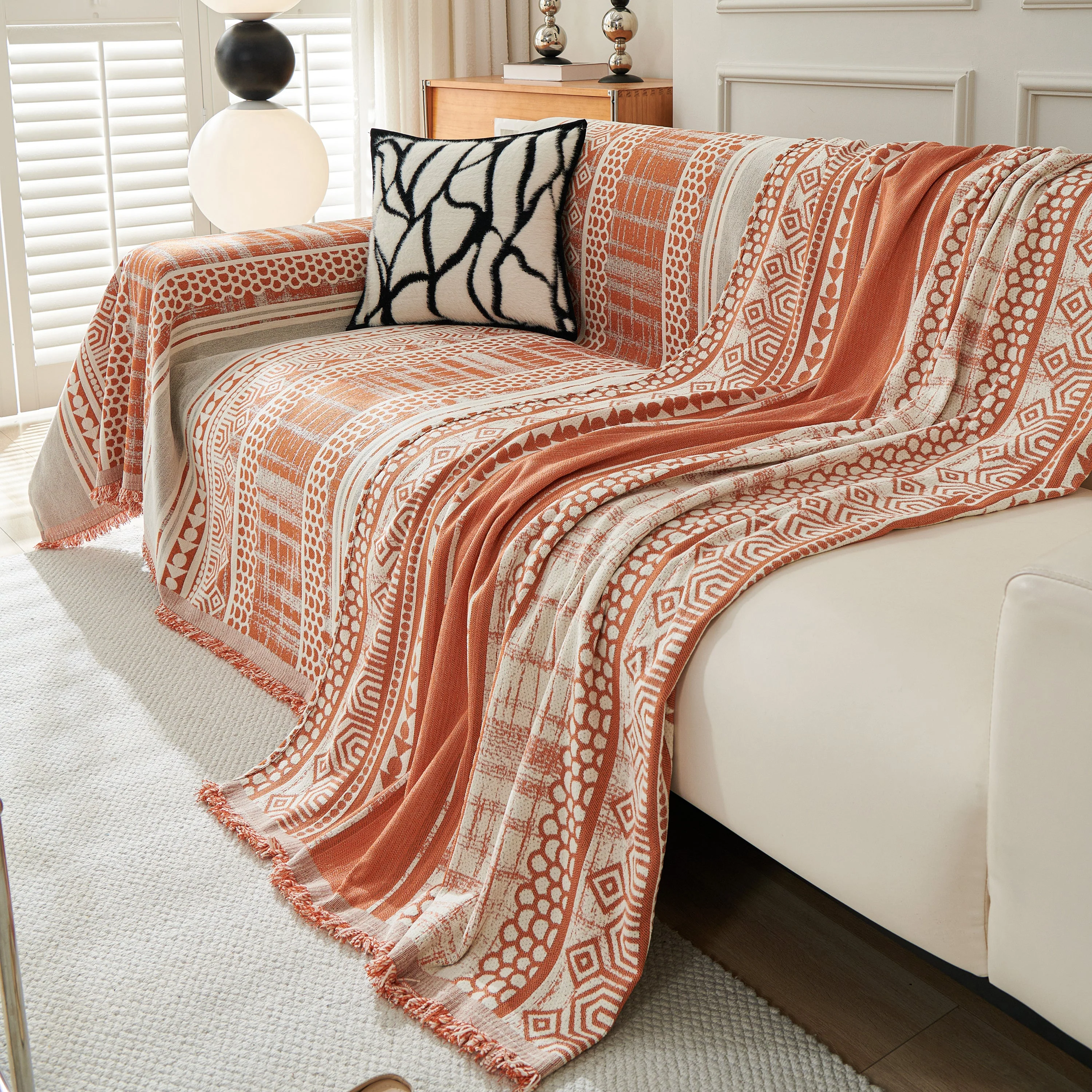 Chenille Sofa Cover Throw Blanket, Boho Geometric Scratch Proof Couch Protector - Image 68