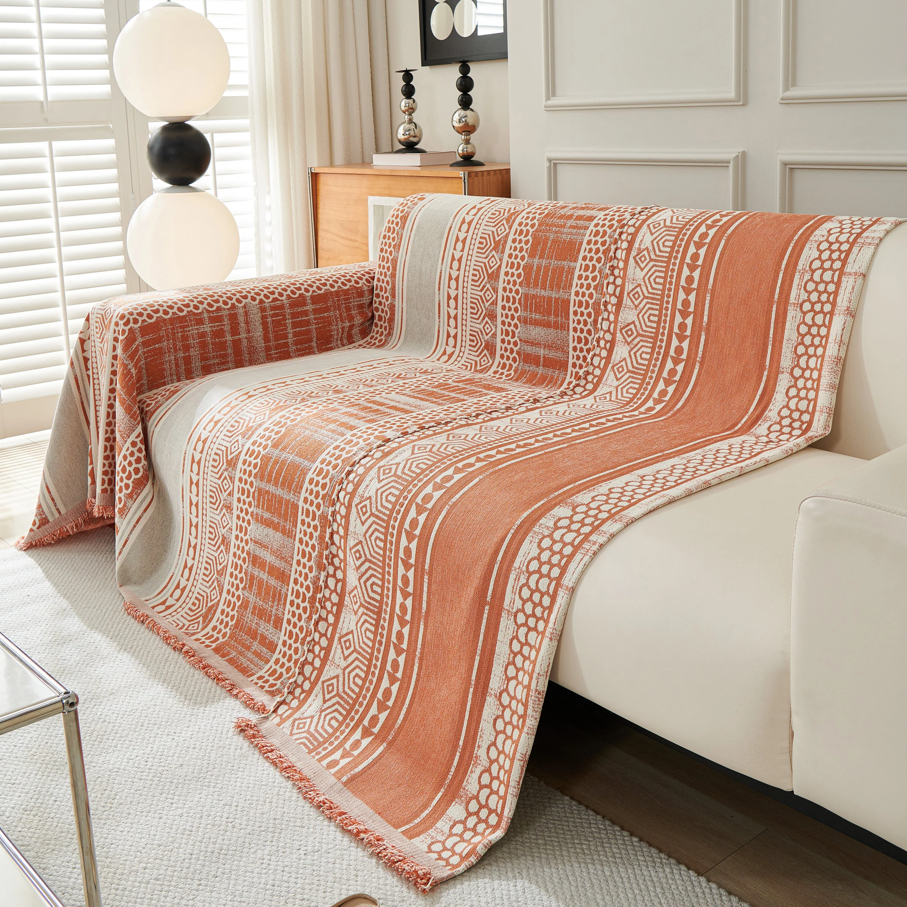 Chenille Sofa Cover Throw Blanket, Boho Geometric Scratch Proof Couch Protector - Image 69