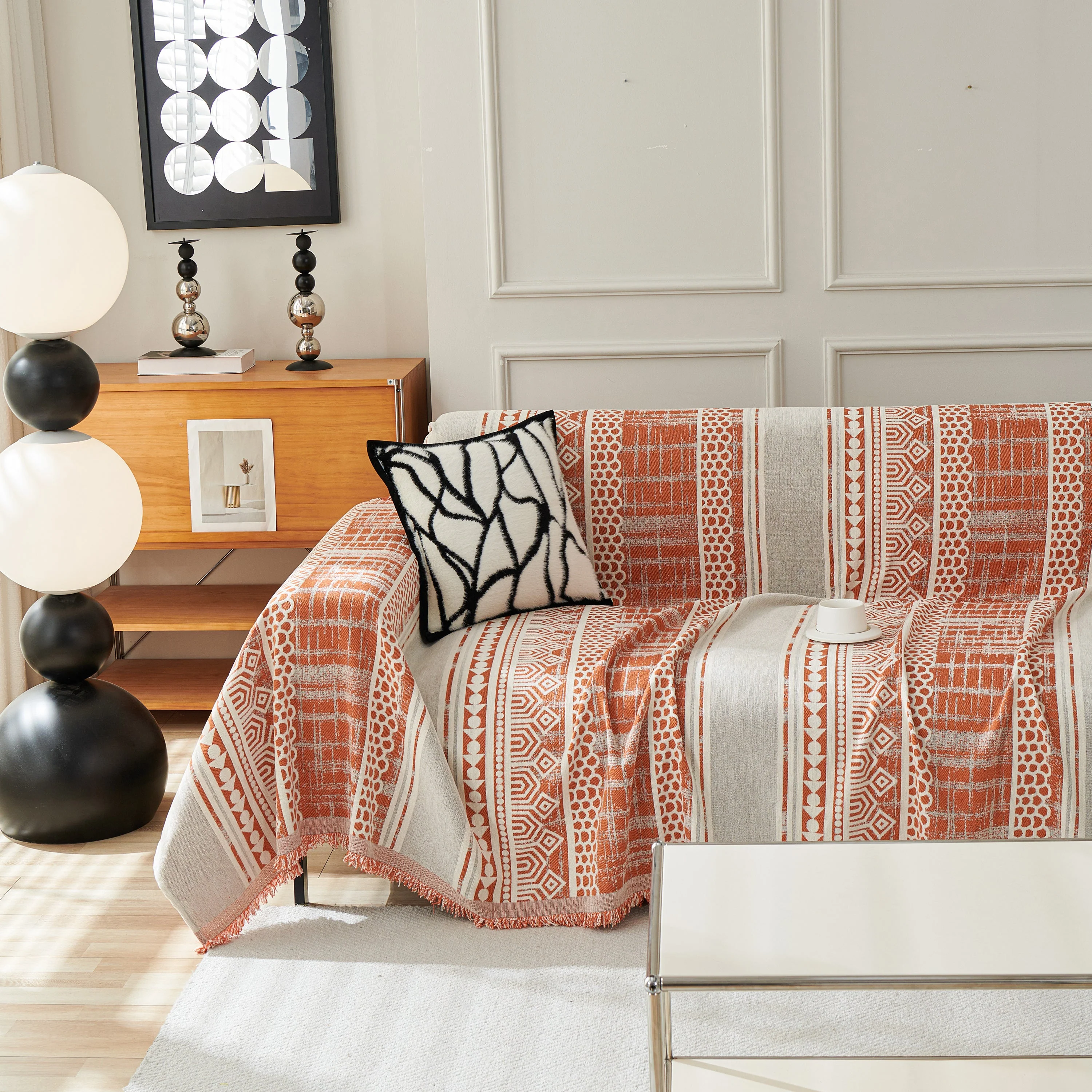 Chenille Sofa Cover Throw Blanket, Boho Geometric Scratch Proof Couch Protector - Image 71