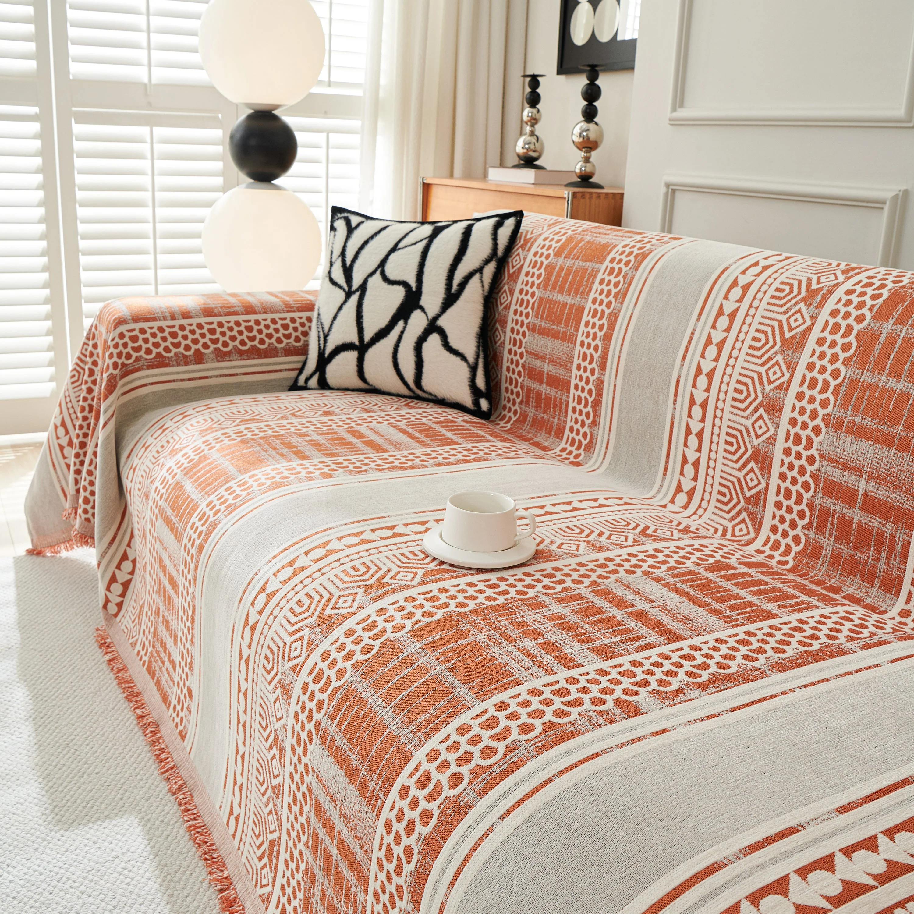Chenille Sofa Cover Throw Blanket, Boho Geometric Scratch Proof Couch Protector - Image 72