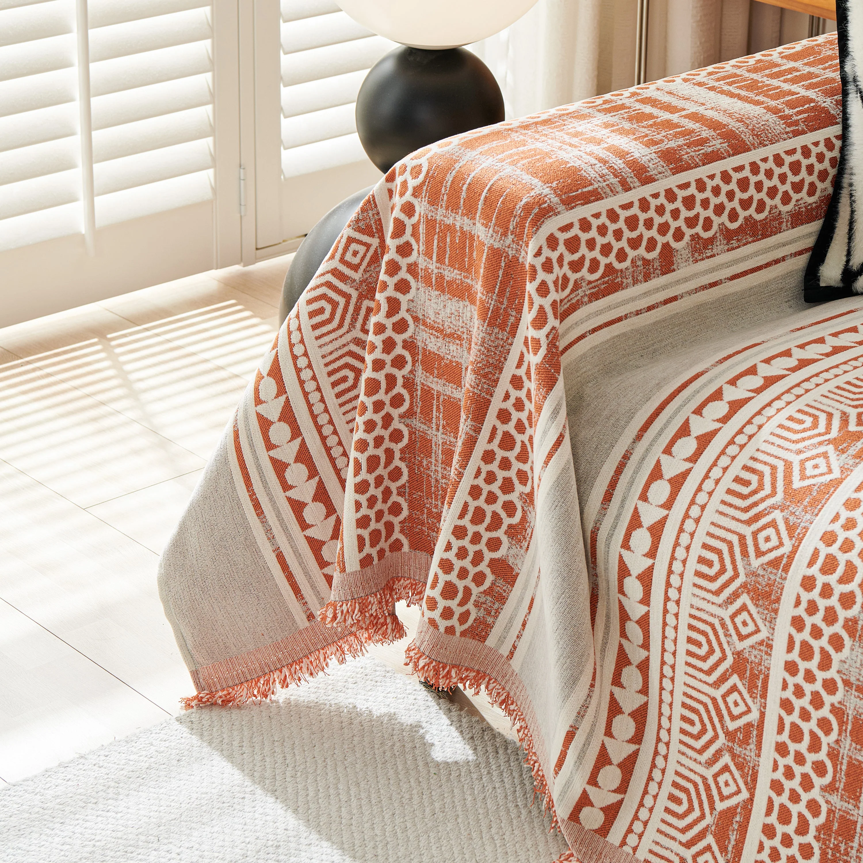 Chenille Sofa Cover Throw Blanket, Boho Geometric Scratch Proof Couch Protector - Image 73