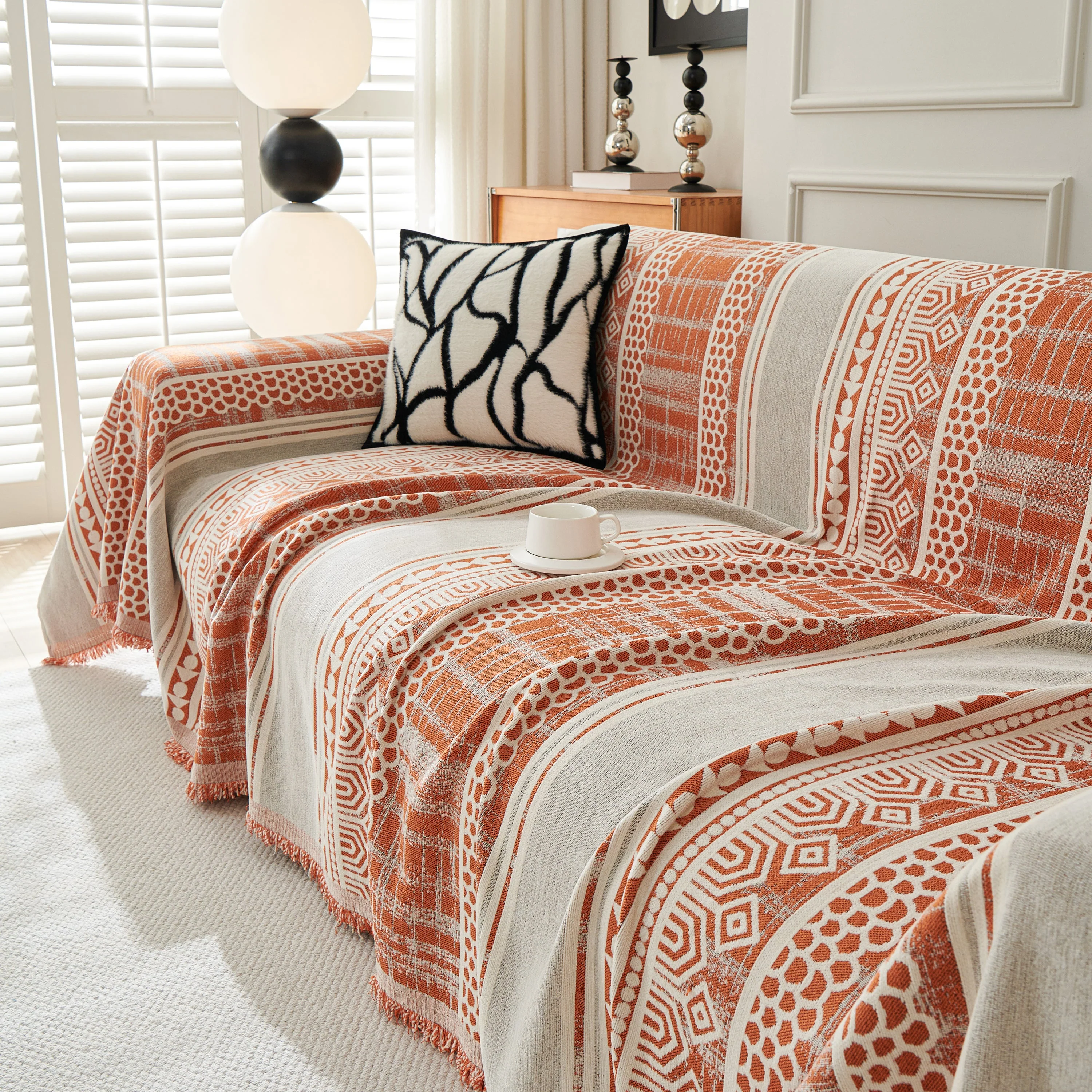 Chenille Sofa Cover Throw Blanket, Boho Geometric Scratch Proof Couch Protector - Image 74