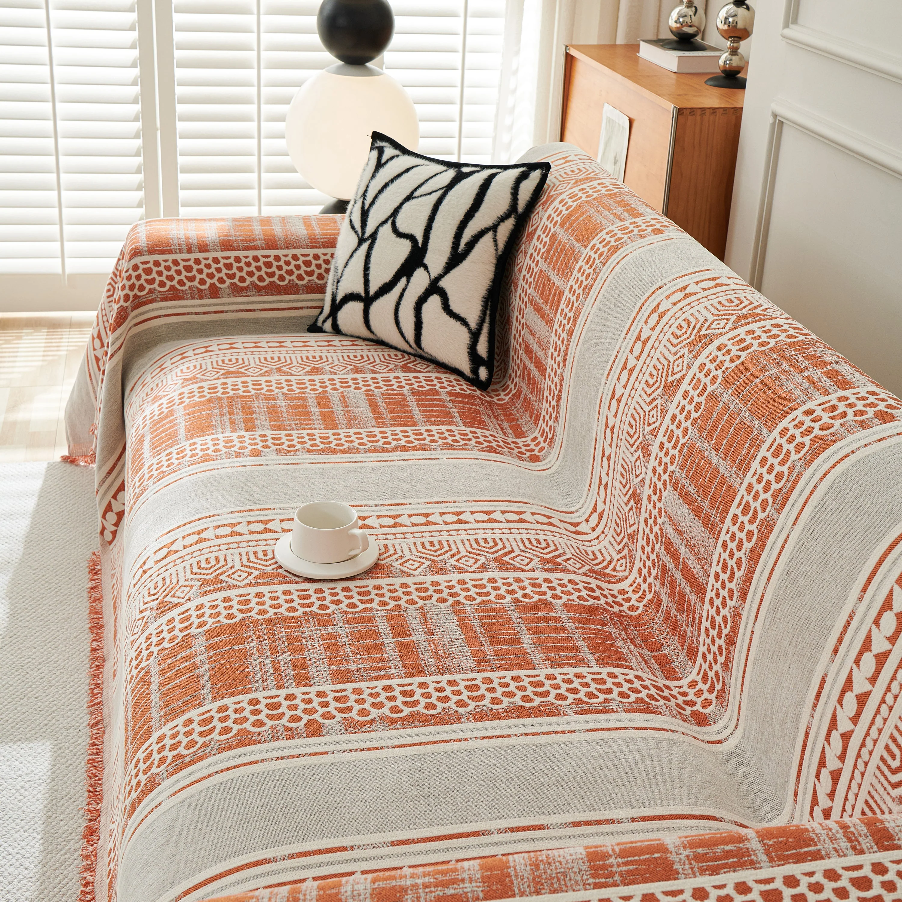 Chenille Sofa Cover Throw Blanket, Boho Geometric Scratch Proof Couch Protector - Image 75