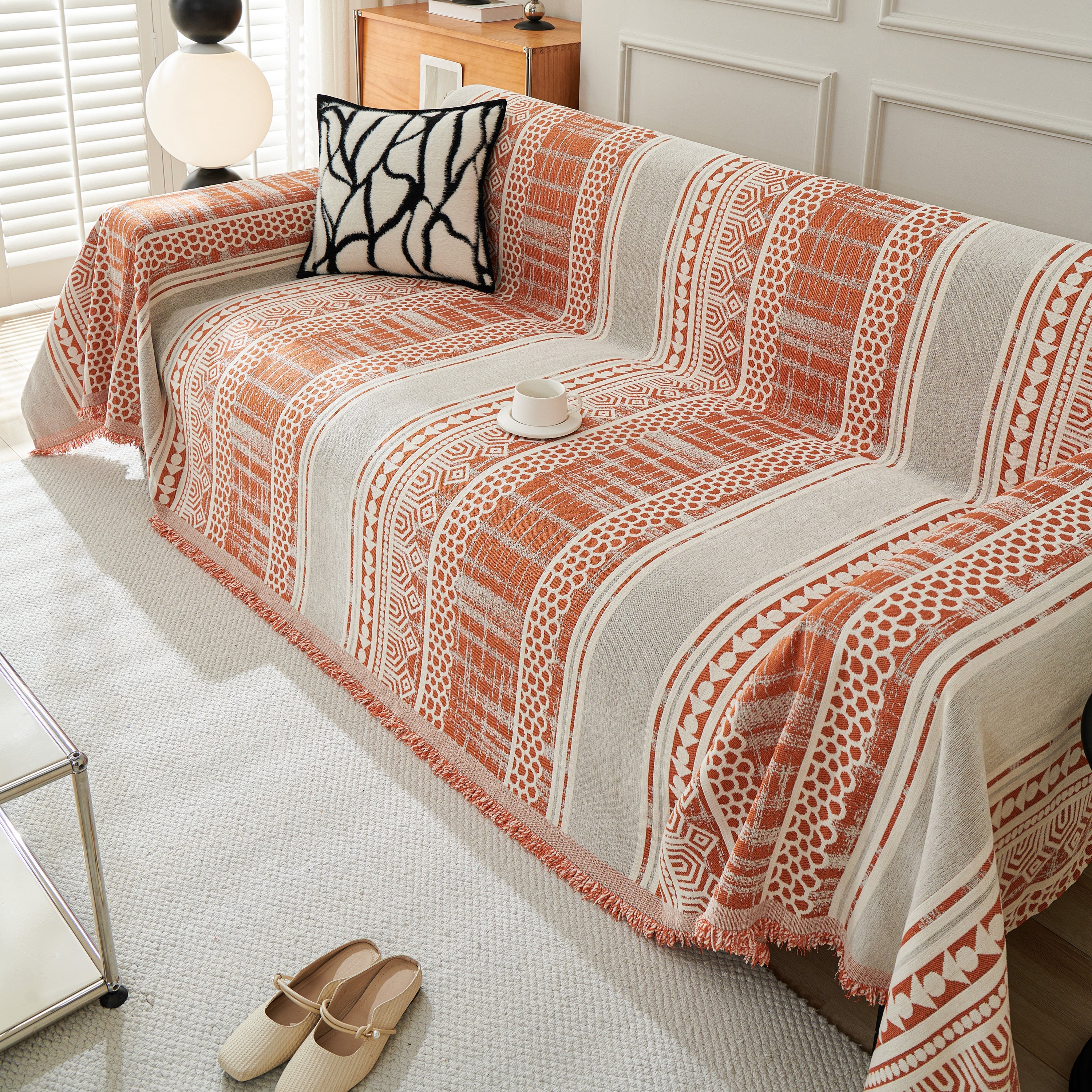 Chenille Sofa Cover Throw Blanket, Boho Geometric Scratch Proof Couch Protector - Image 77