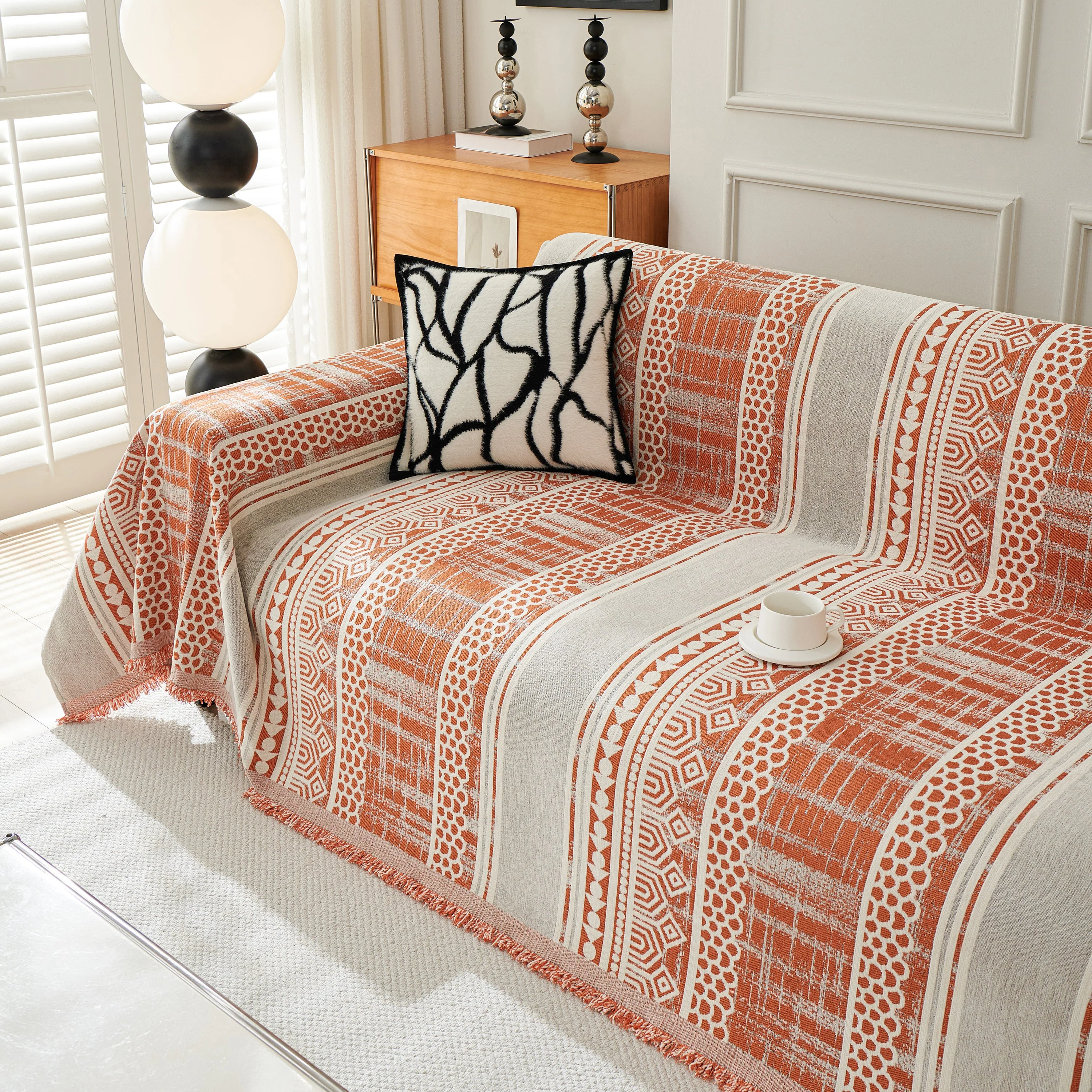 Chenille Sofa Cover Throw Blanket, Boho Geometric Scratch Proof Couch Protector - Image 78