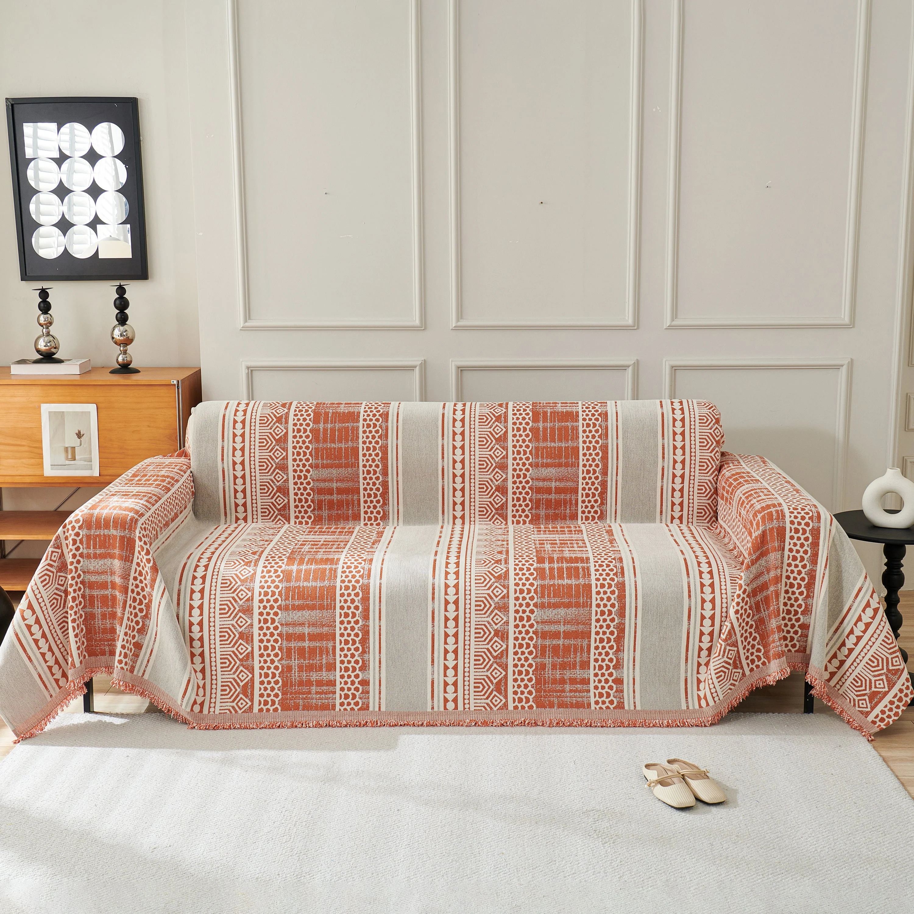 Chenille Sofa Cover Throw Blanket, Boho Geometric Scratch Proof Couch Protector - Image 81