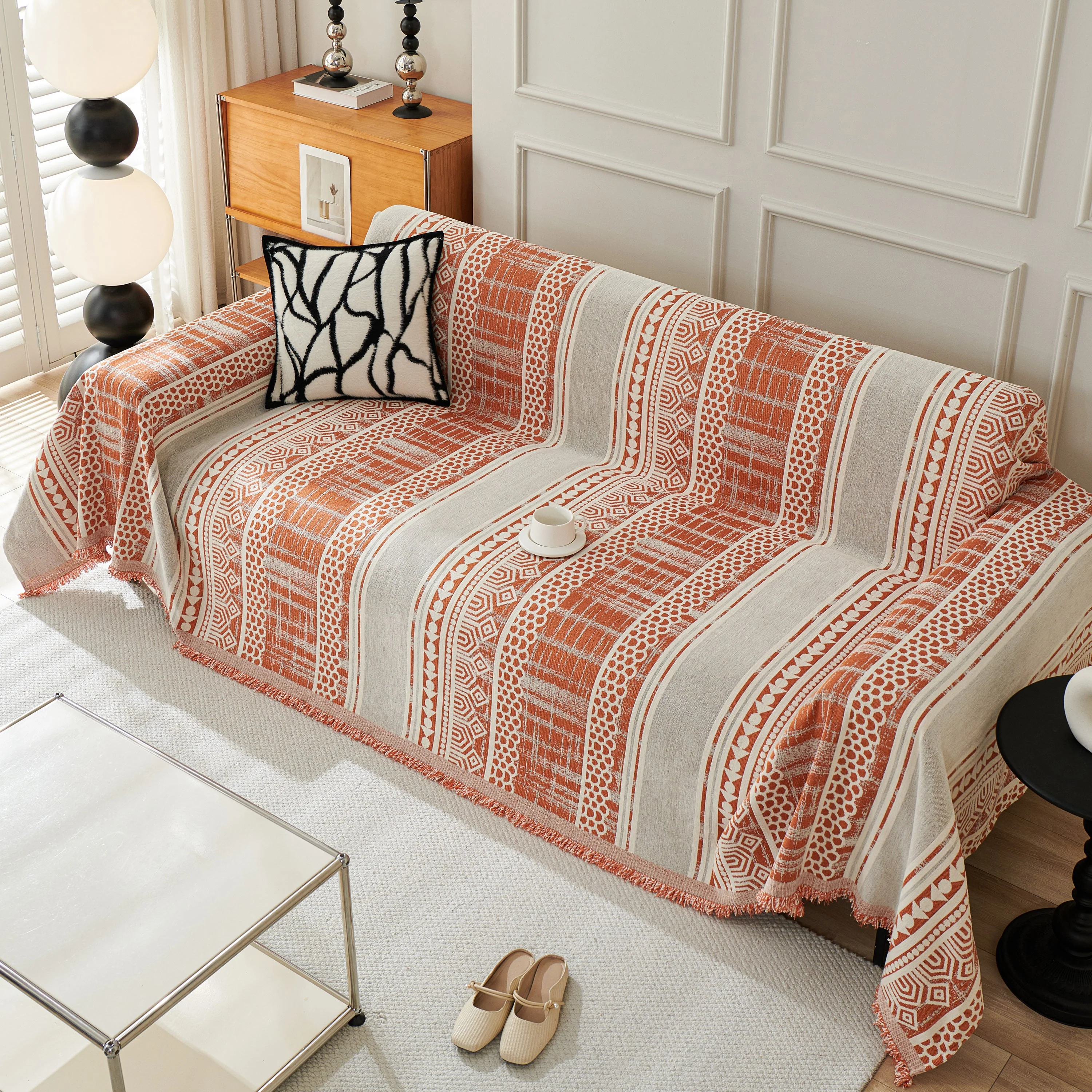 Chenille Sofa Cover Throw Blanket, Boho Geometric Scratch Proof Couch Protector - Image 82