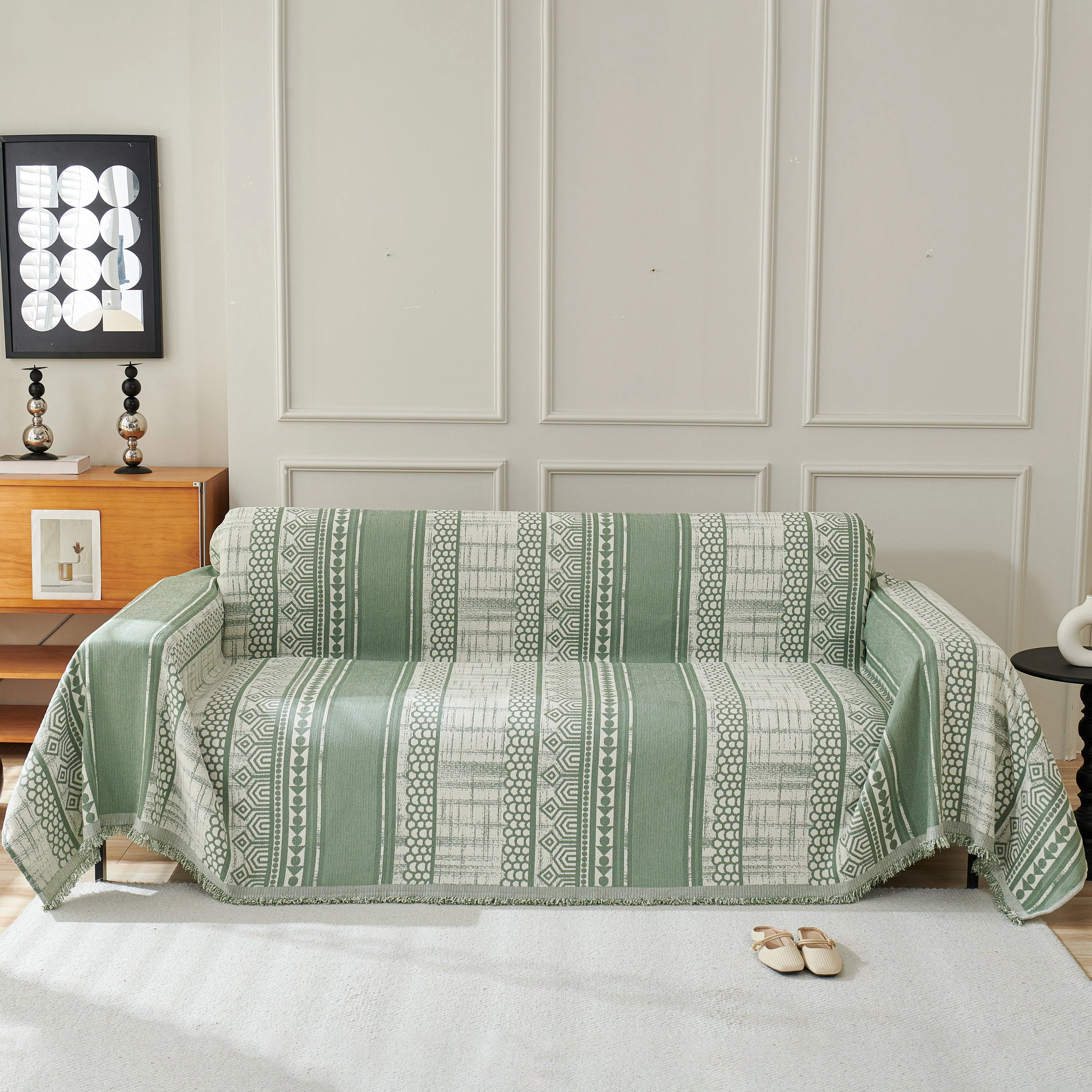 Chenille Sofa Cover Throw Blanket, Boho Geometric Scratch Proof Couch Protector - Image 84