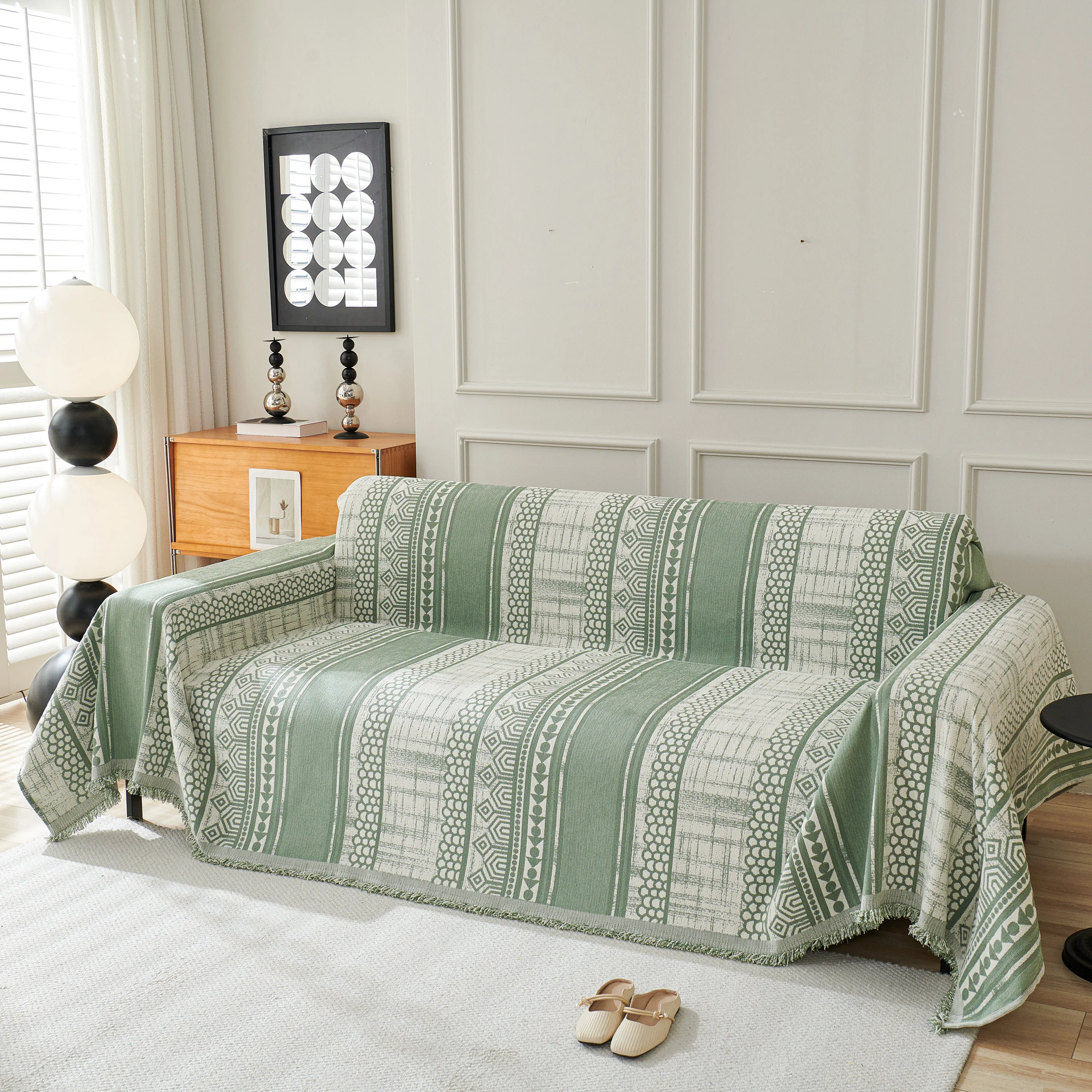 Chenille Sofa Cover Throw Blanket, Boho Geometric Scratch Proof Couch Protector - Image 88