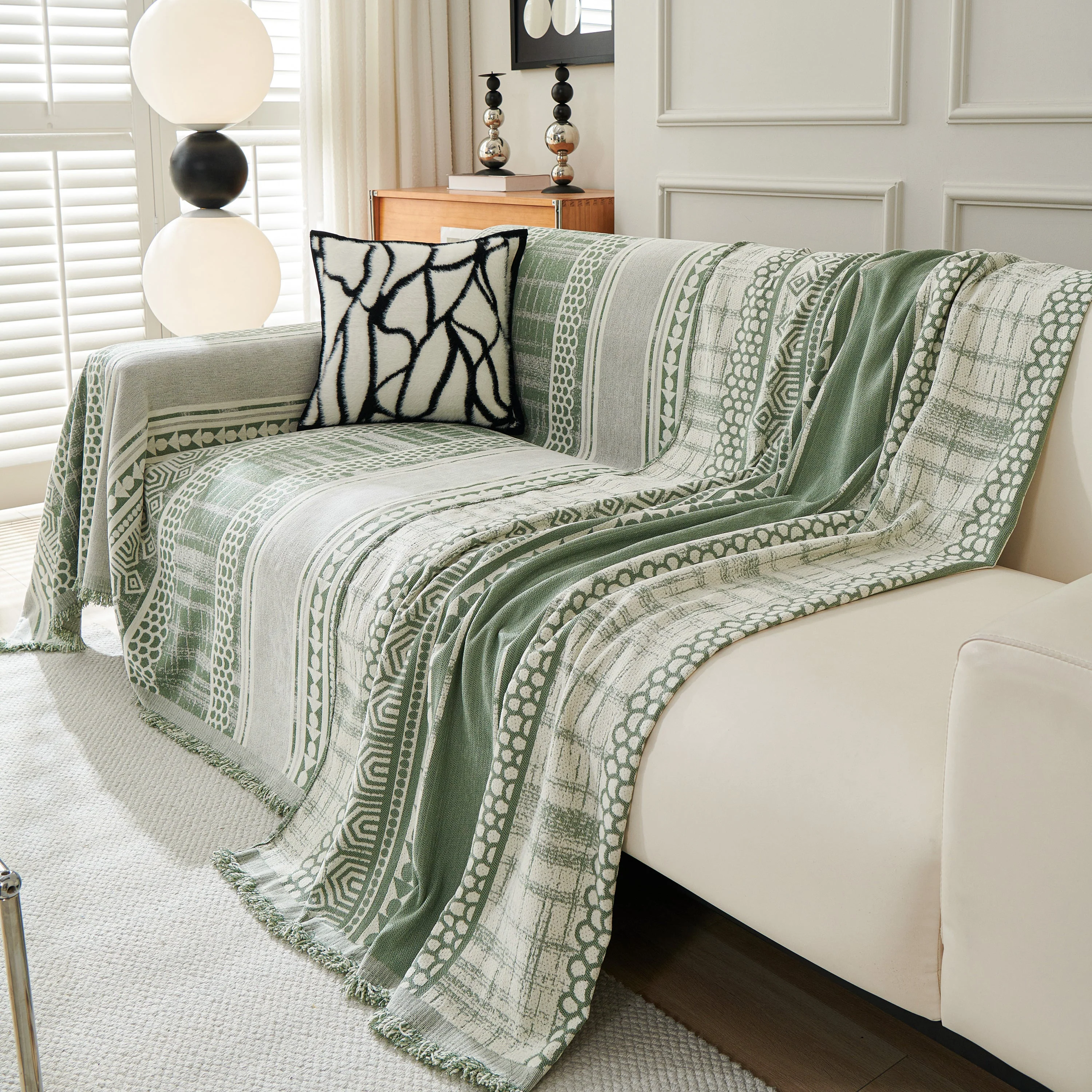 Chenille Sofa Cover Throw Blanket, Boho Geometric Scratch Proof Couch Protector - Image 89