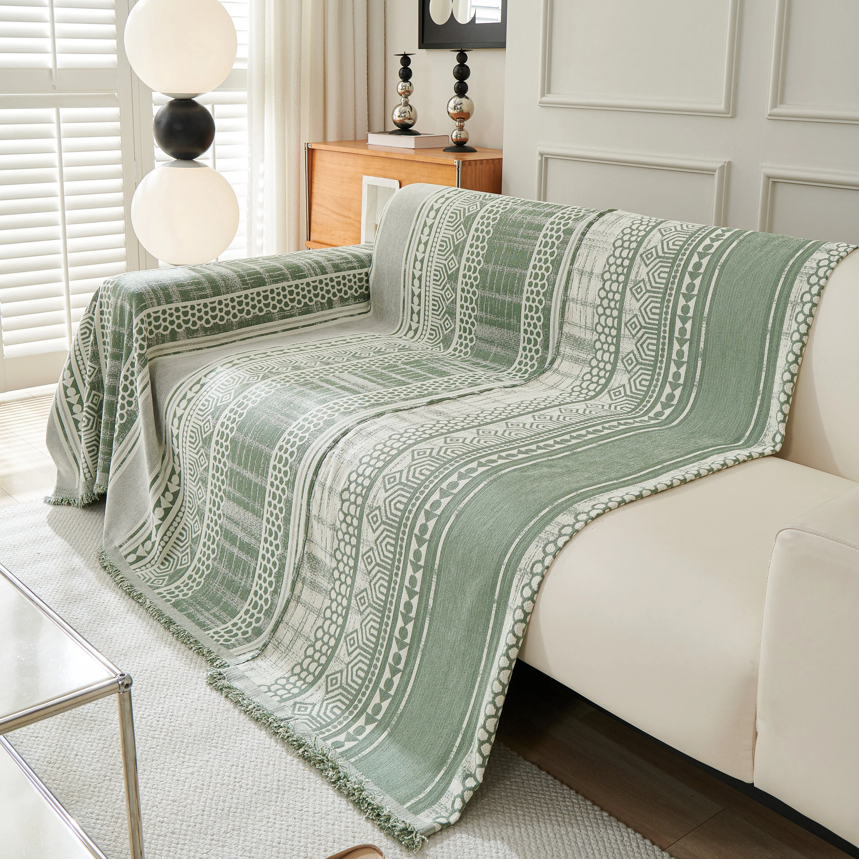 Chenille Sofa Cover Throw Blanket, Boho Geometric Scratch Proof Couch Protector - Image 90