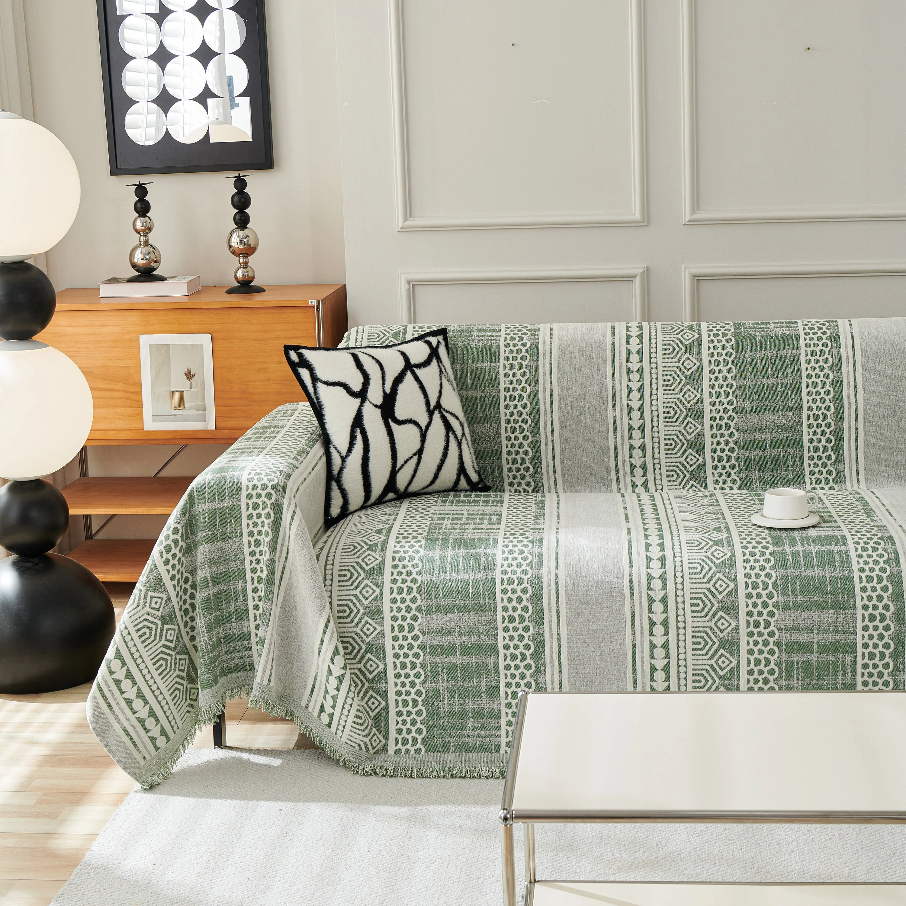 Chenille Sofa Cover Throw Blanket, Boho Geometric Scratch Proof Couch Protector - Image 92