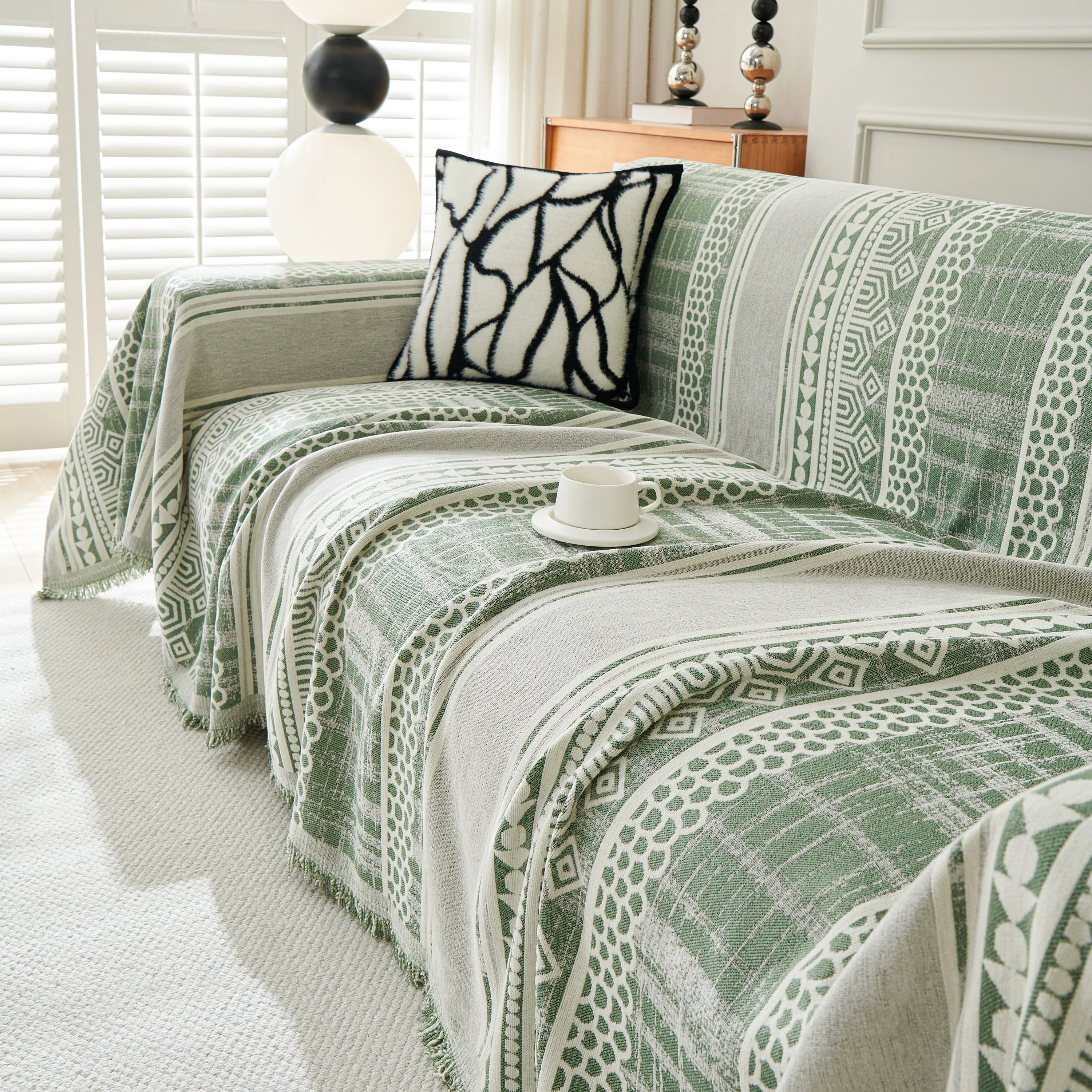 Chenille Sofa Cover Throw Blanket, Boho Geometric Scratch Proof Couch Protector - Image 94