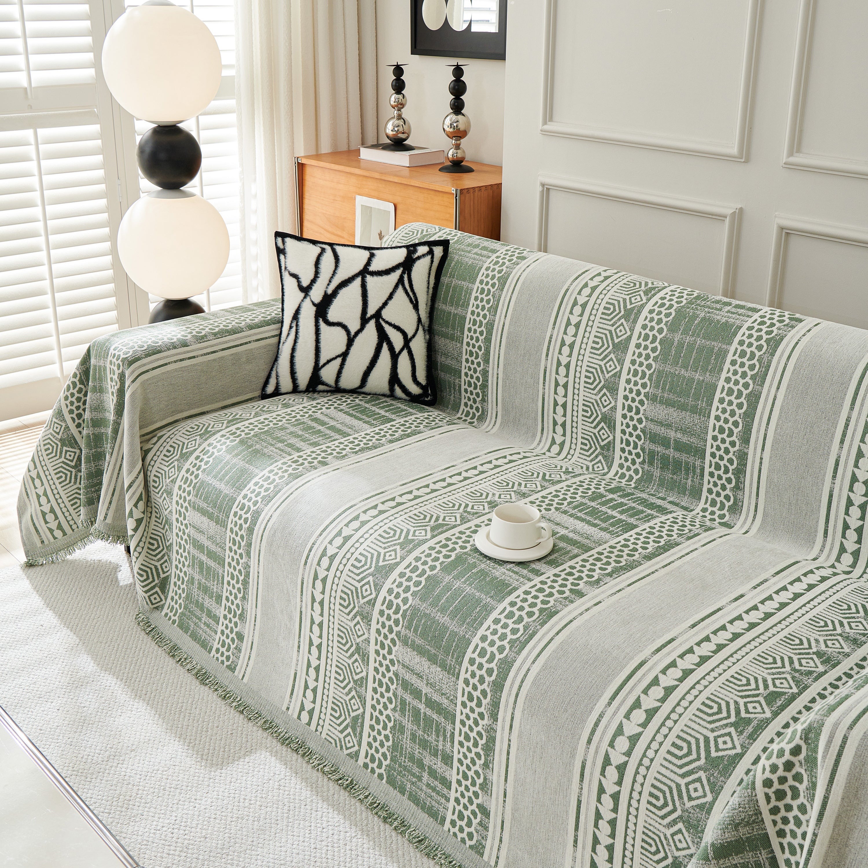 Chenille Sofa Cover Throw Blanket, Boho Geometric Scratch Proof Couch Protector - Image 95