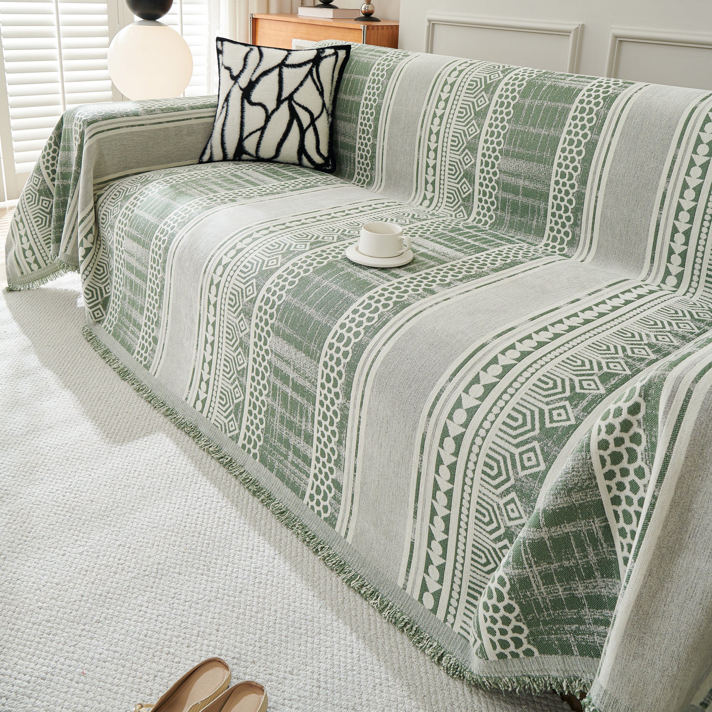 Chenille Sofa Cover Throw Blanket, Boho Geometric Scratch Proof Couch Protector - Image 97