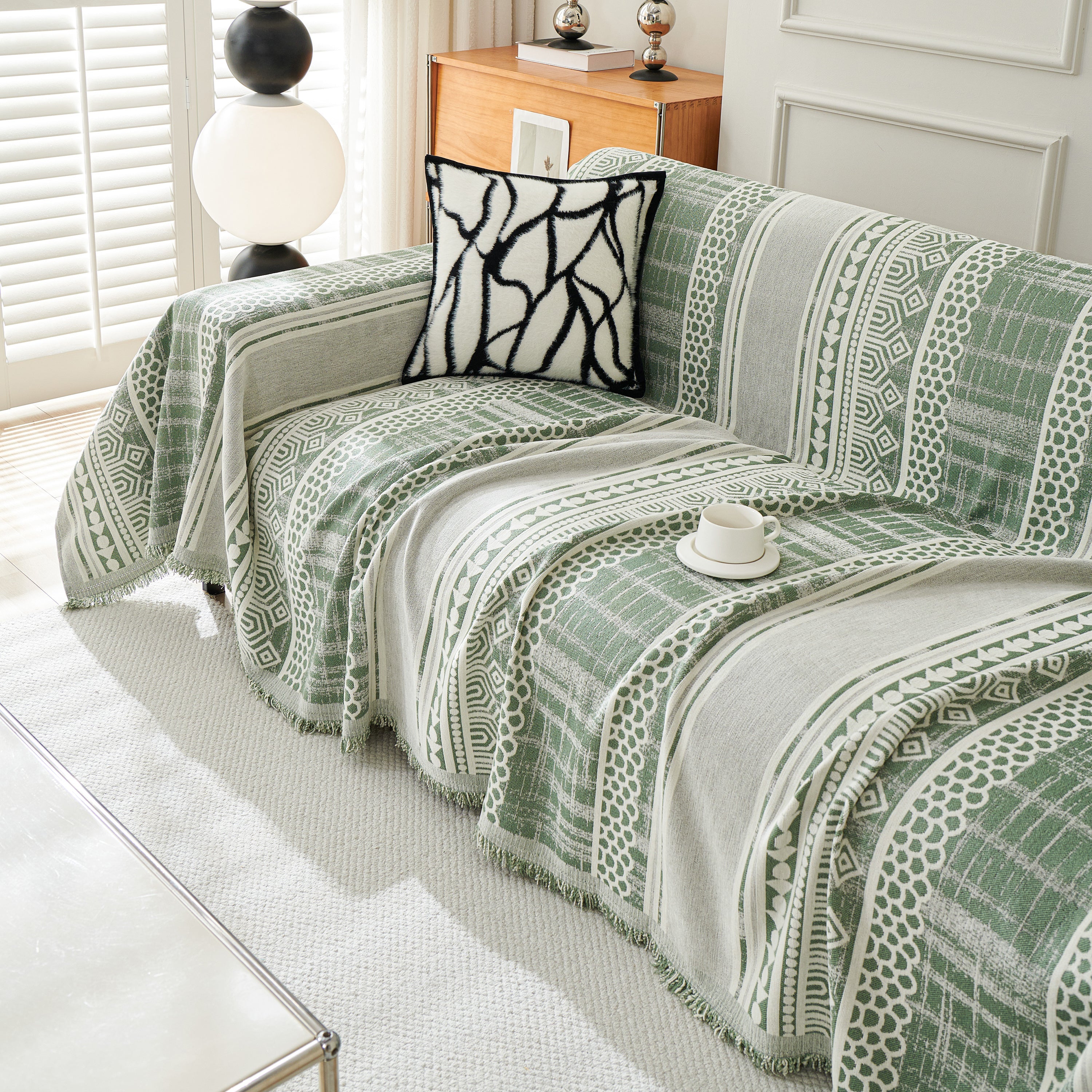 Chenille Sofa Cover Throw Blanket, Boho Geometric Scratch Proof Couch Protector - Image 99