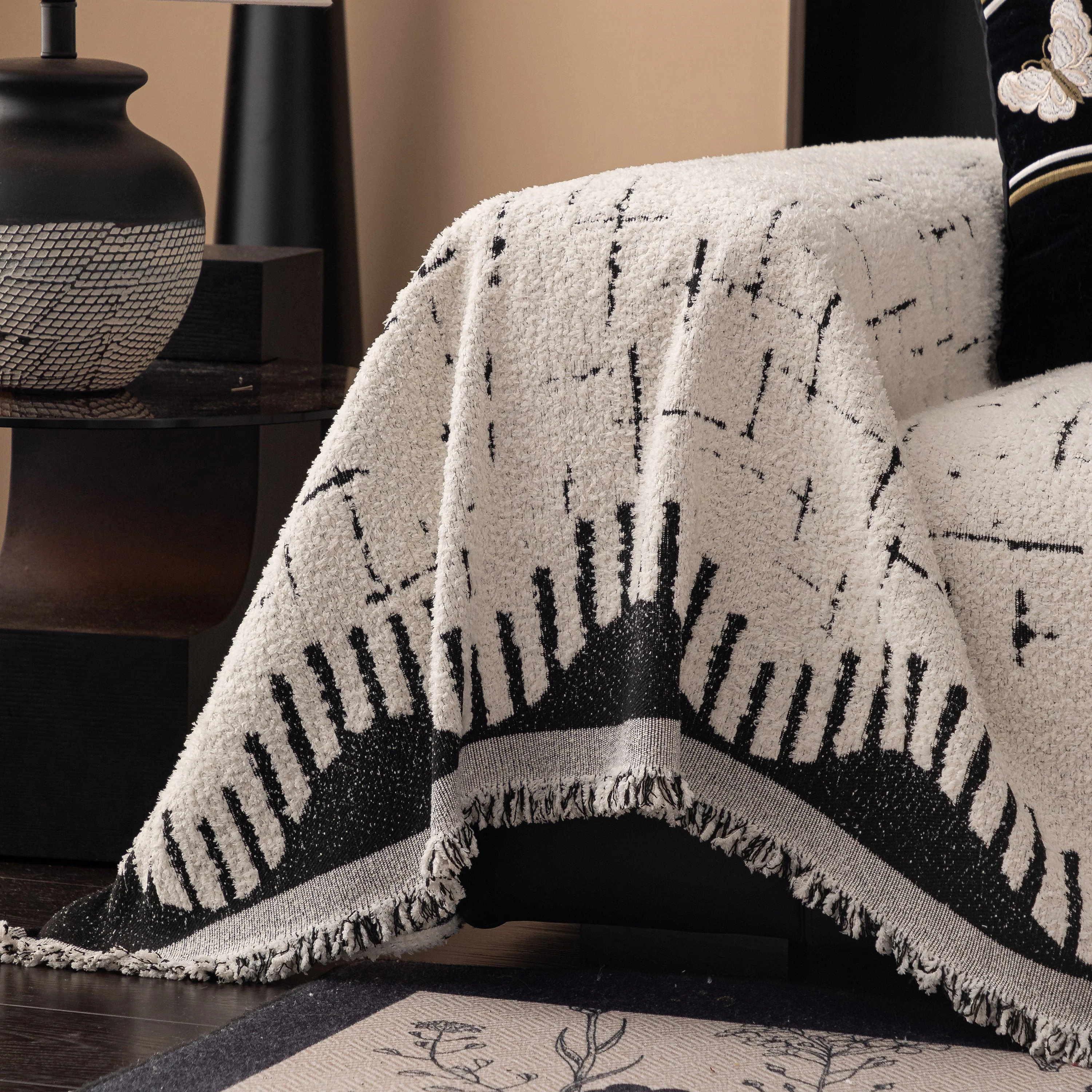 Chenille Sofa Cover Throw Blanket Woven Textured Decorative Furniture Slipcover - Image 13