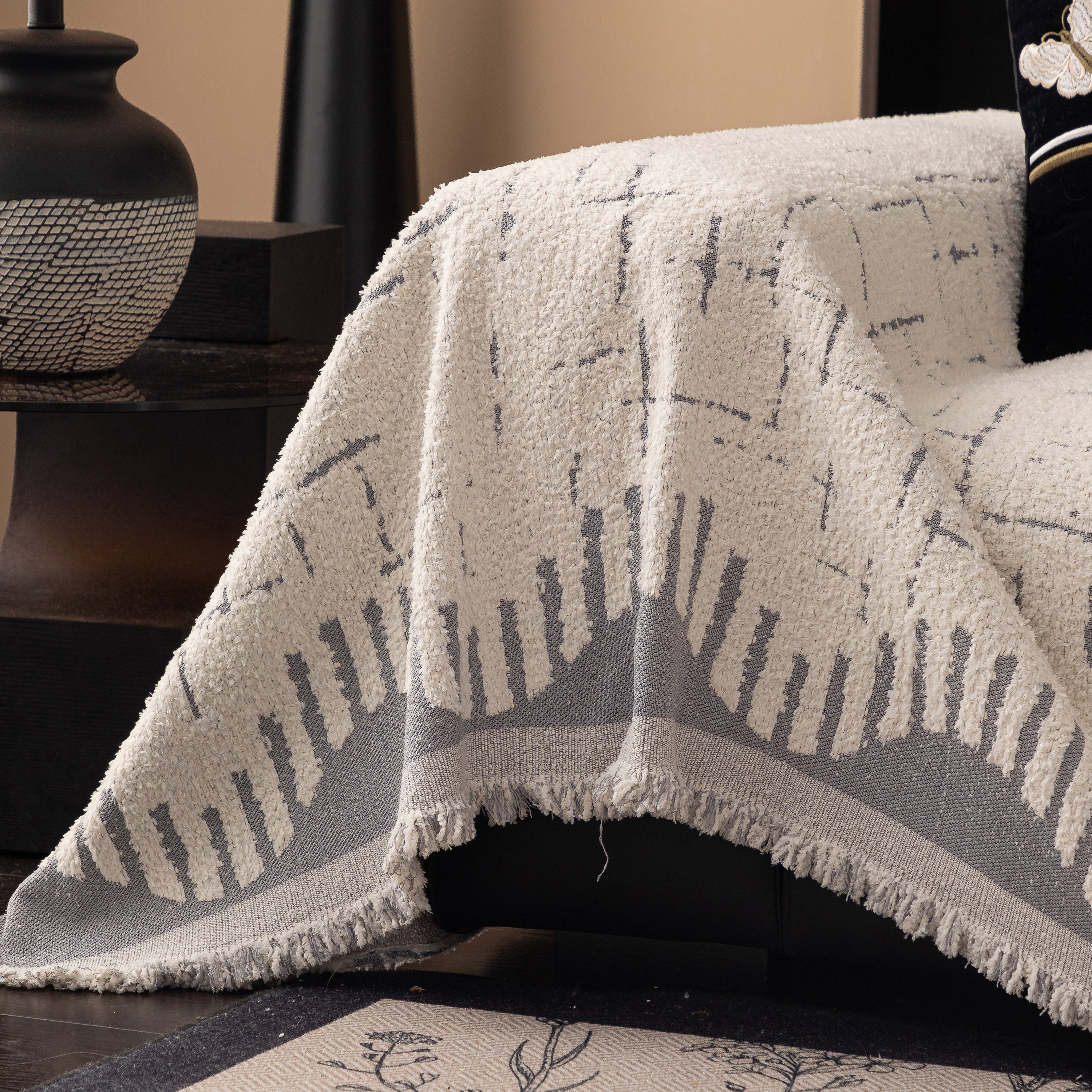Chenille Sofa Cover Throw Blanket Woven Textured Decorative Furniture Slipcover - Image 57