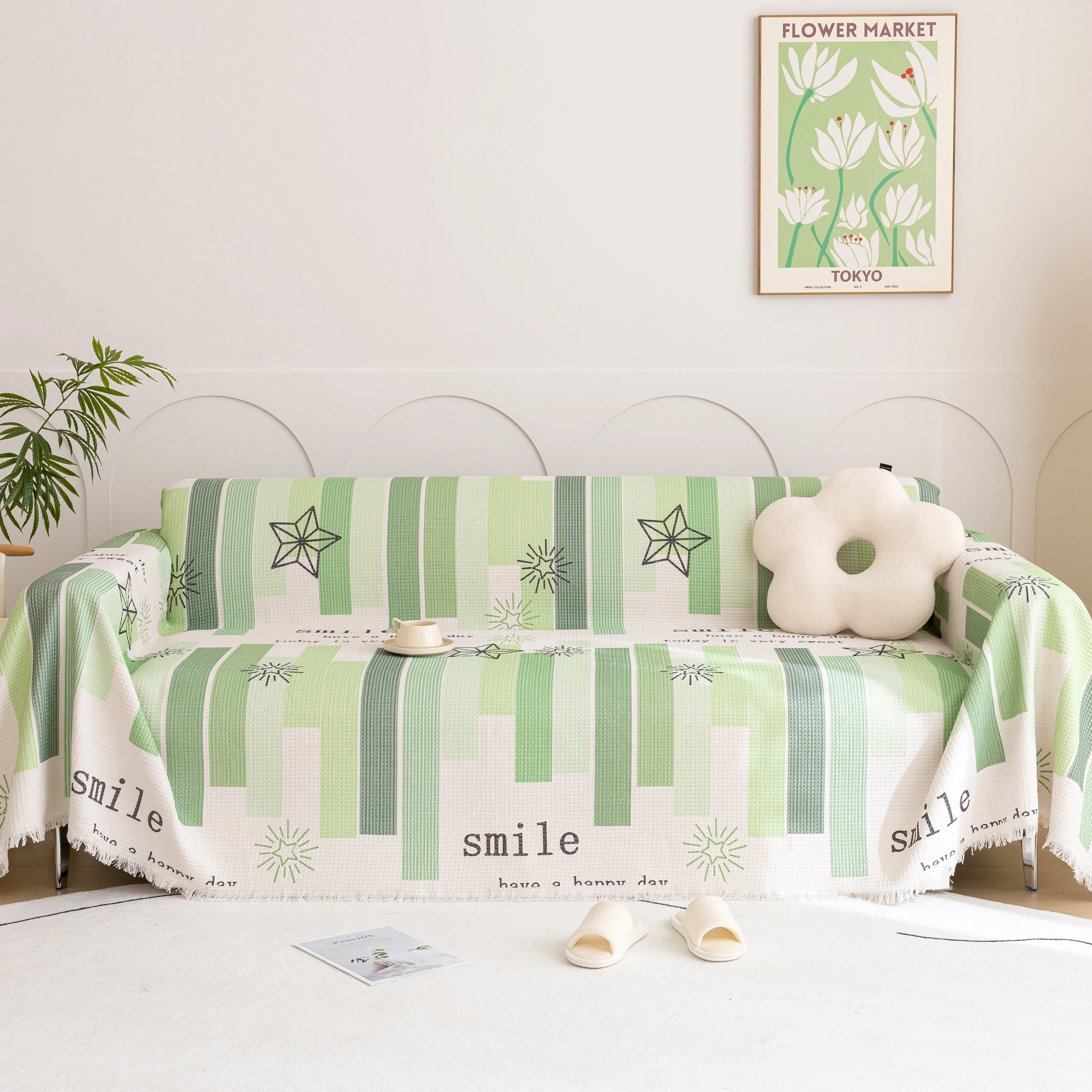 Chenille Sofa Cover Throw, Smile Couch Cover Blanket Throws for Couches, Soft Sofa Towel - Image 41