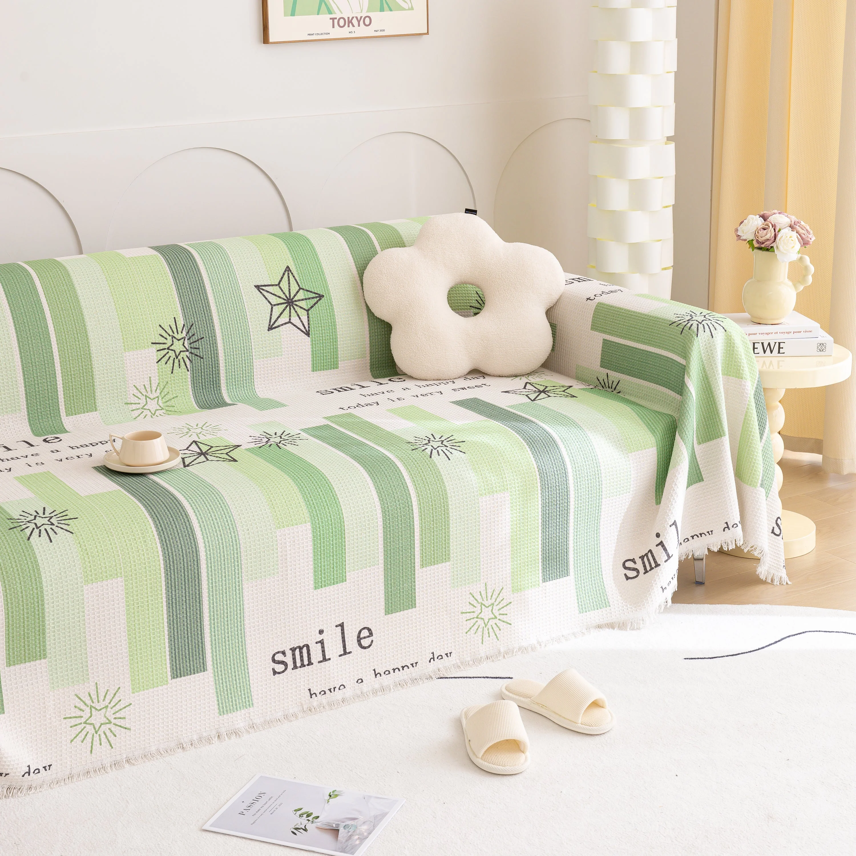 Chenille Sofa Cover Throw, Smile Couch Cover Blanket Throws for Couches, Soft Sofa Towel - Image 43