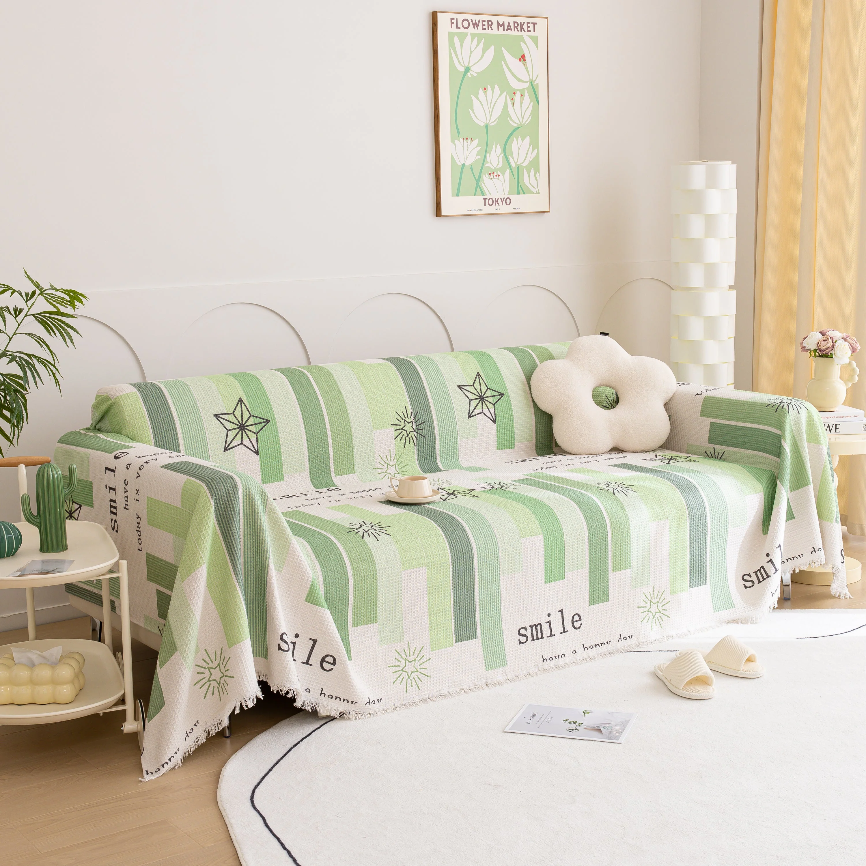 Chenille Sofa Cover Throw, Smile Couch Cover Blanket Throws for Couches, Soft Sofa Towel - Image 44