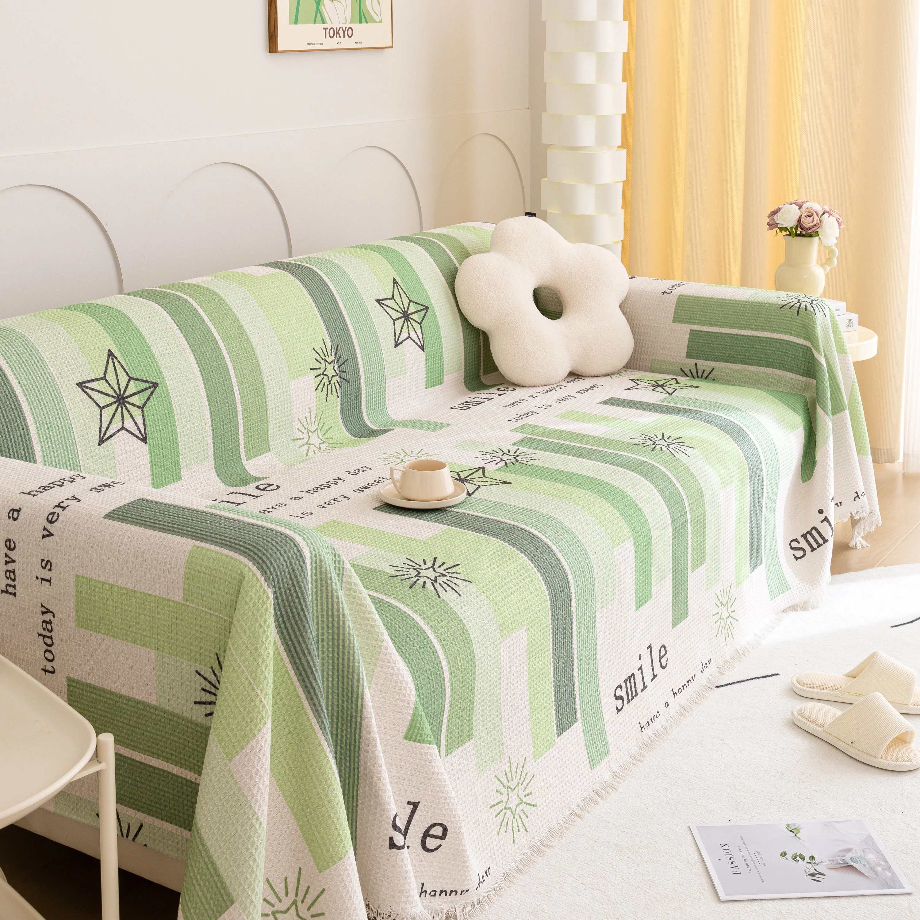Chenille Sofa Cover Throw, Smile Couch Cover Blanket Throws for Couches, Soft Sofa Towel - Image 49