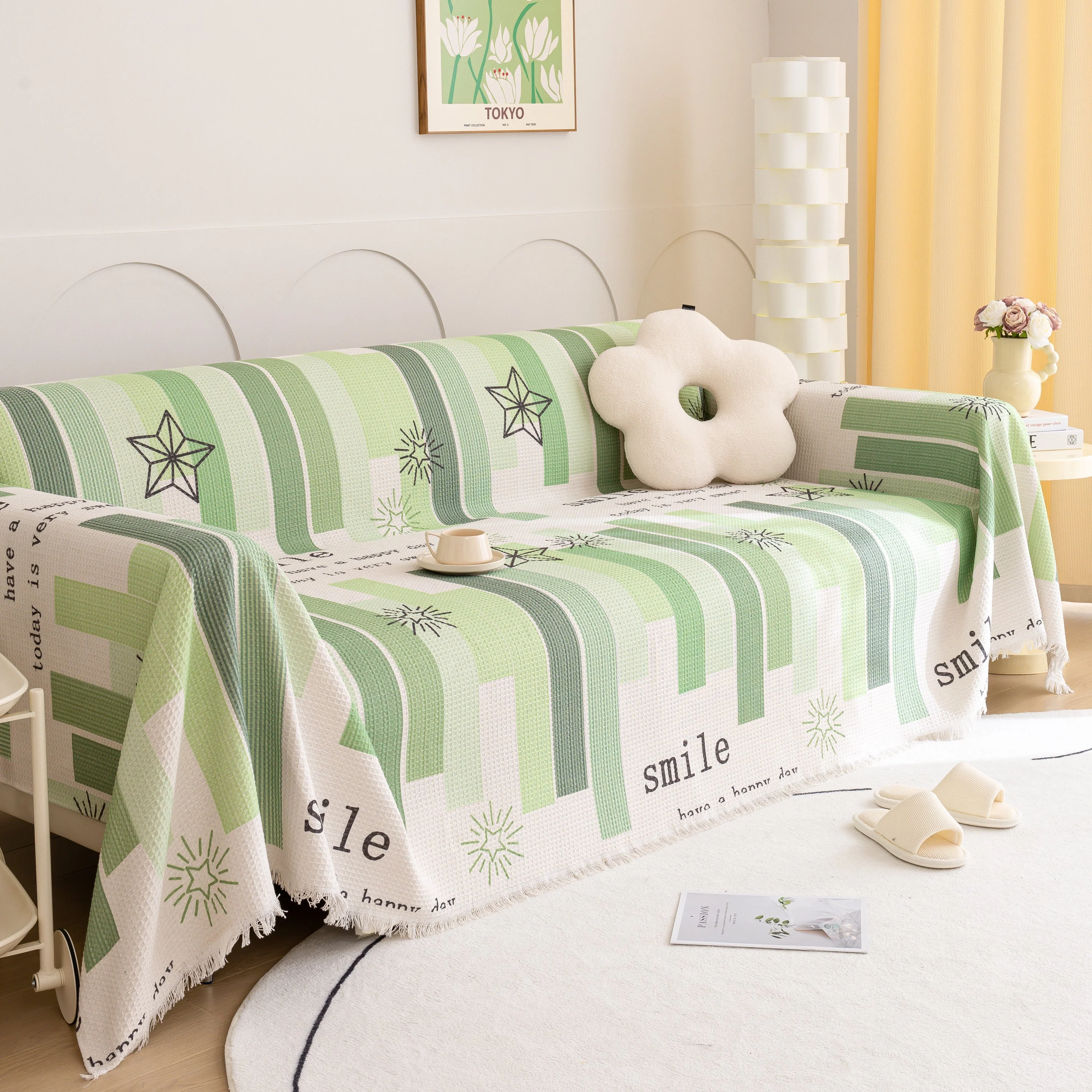 Chenille Sofa Cover Throw, Smile Couch Cover Blanket Throws for Couches, Soft Sofa Towel - Image 50