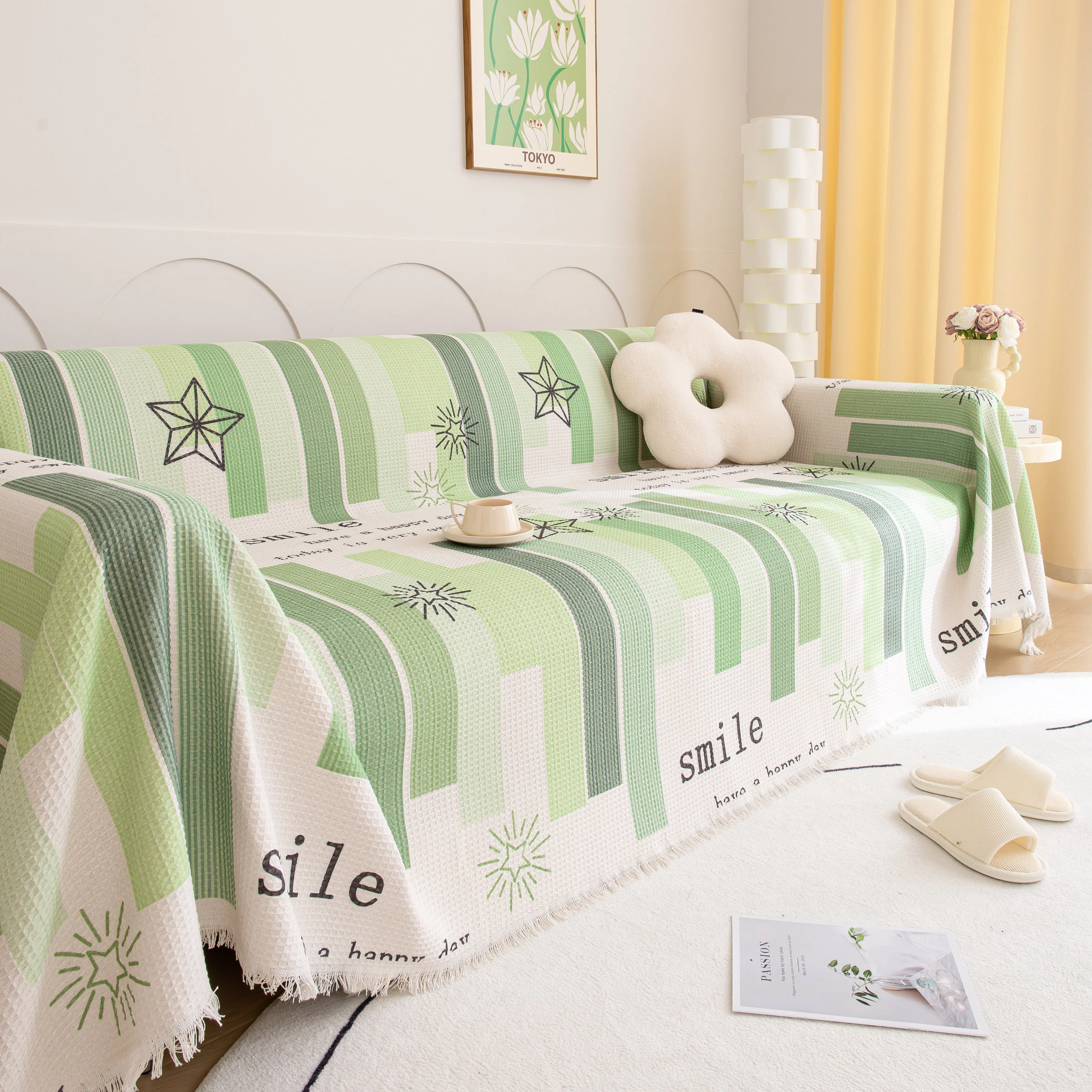 Chenille Sofa Cover Throw, Smile Couch Cover Blanket Throws for Couches, Soft Sofa Towel - Image 53